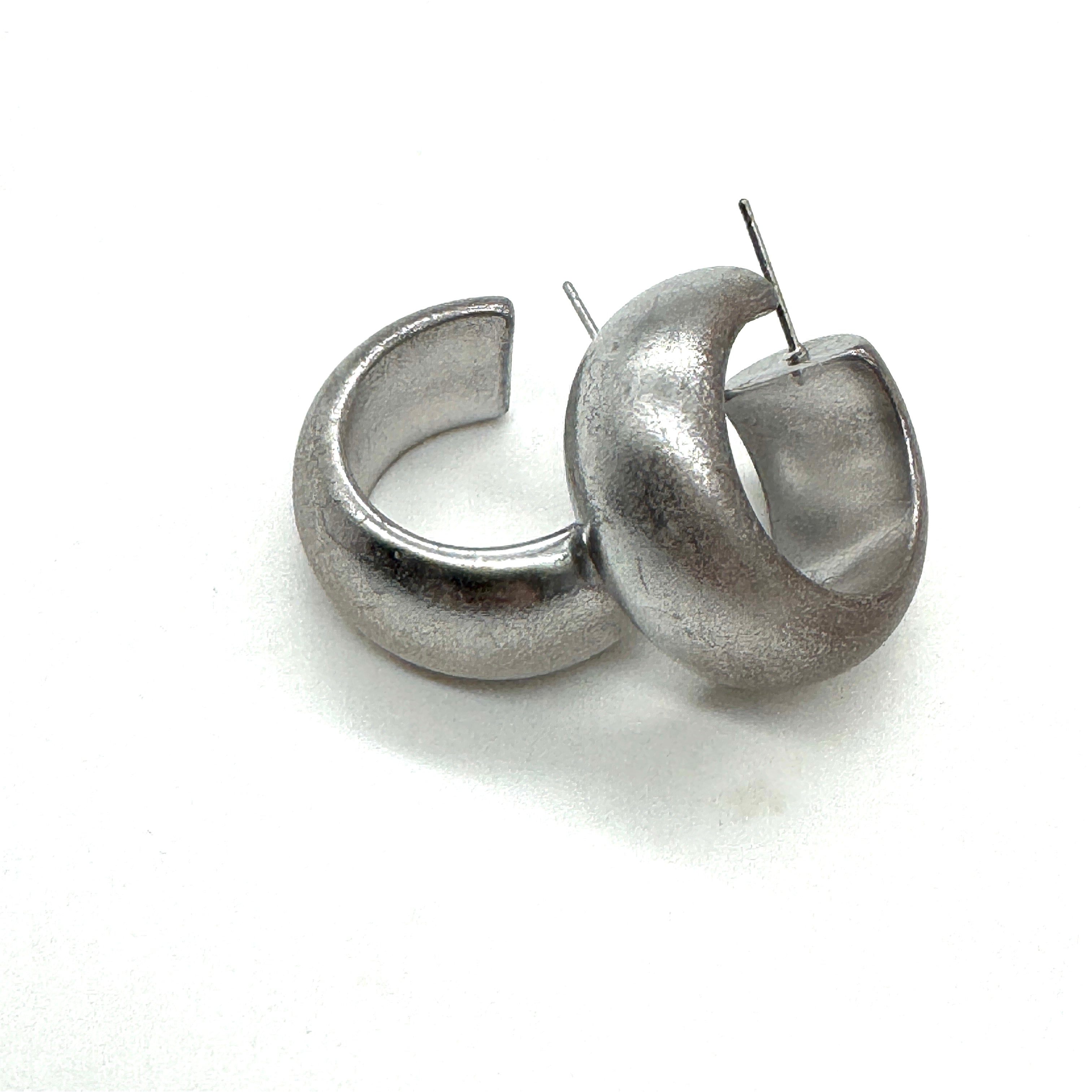 Misted Silver Frosted Haskell Hoop Earrings