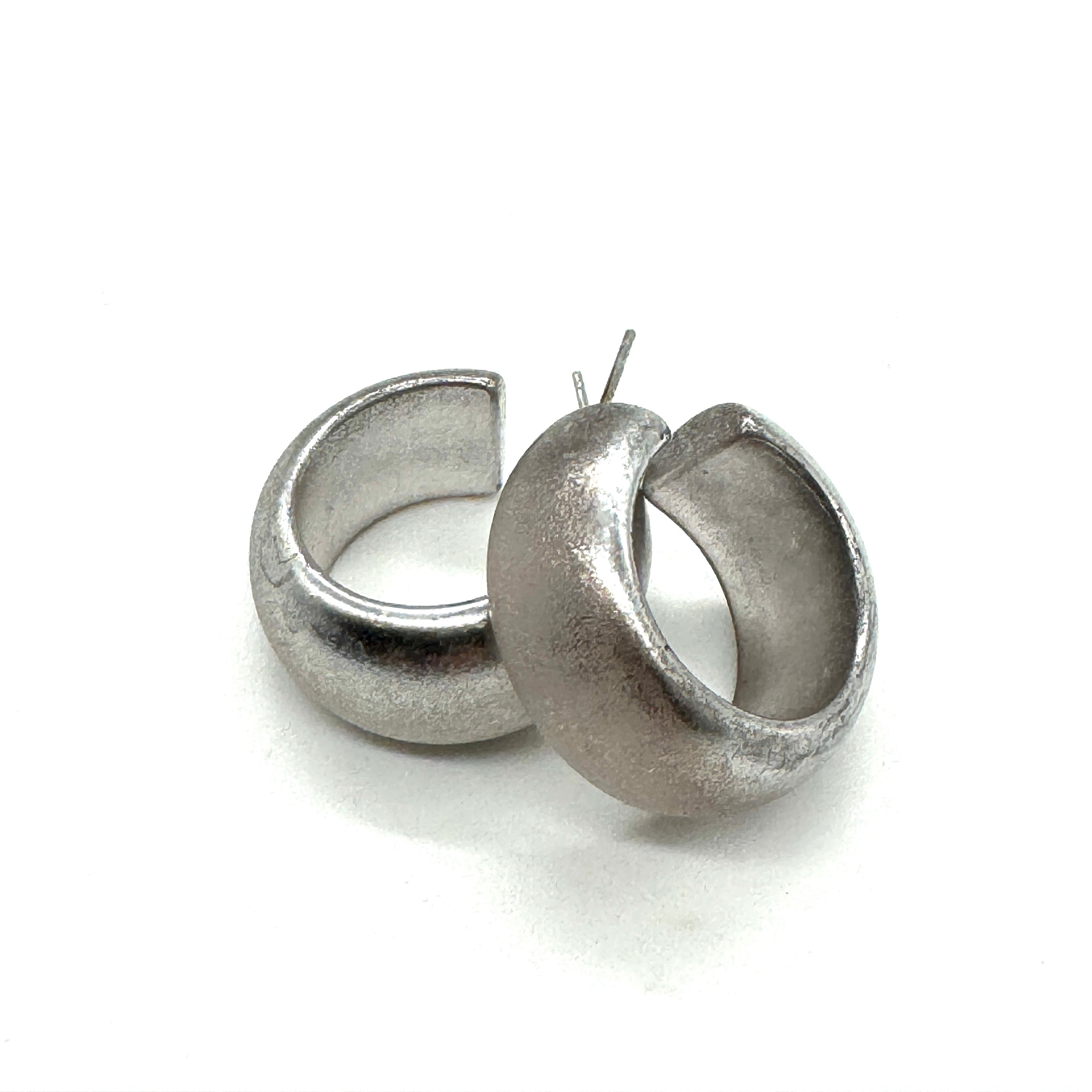 Misted Silver Frosted Haskell Hoop Earrings