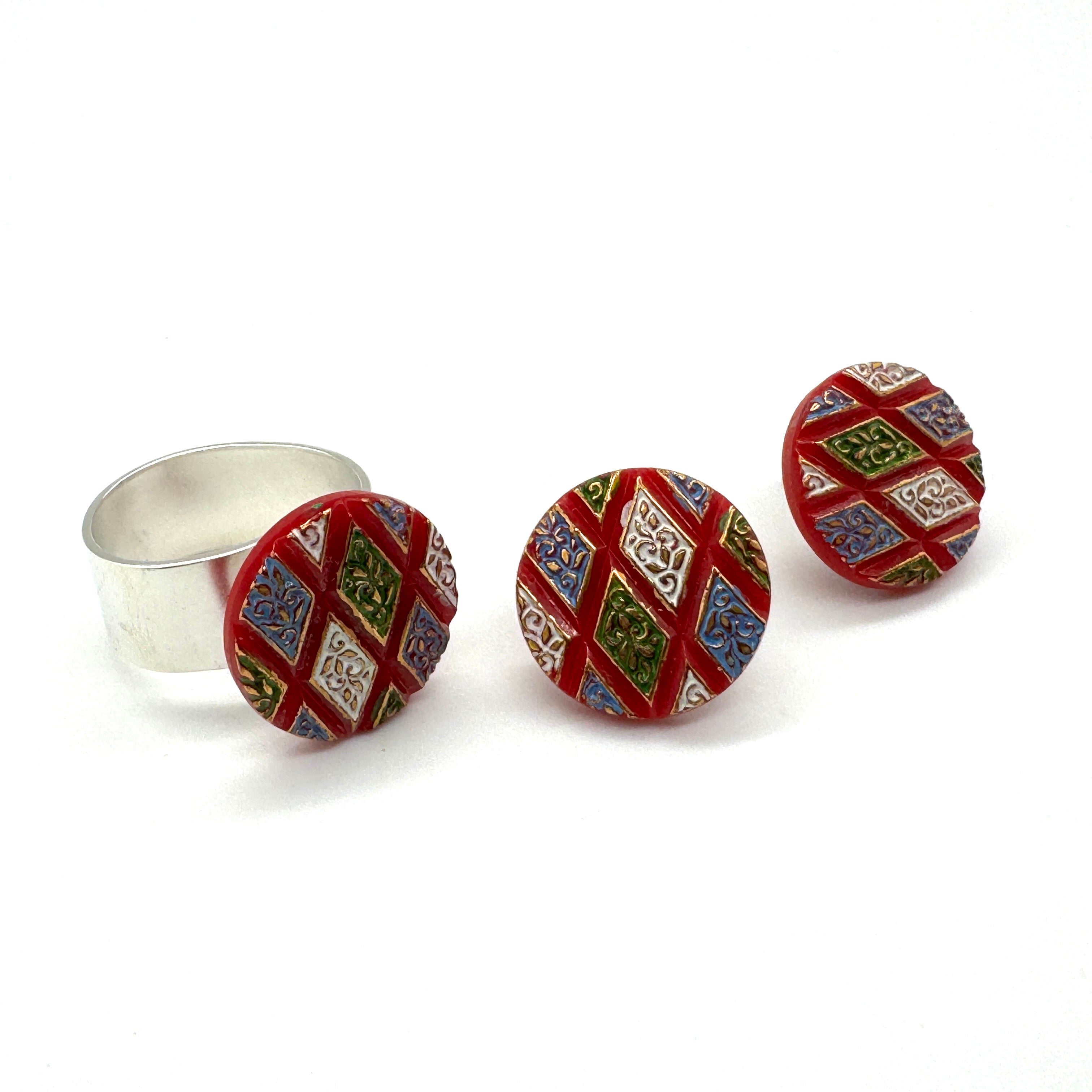 Harlequin Glass Stud Earrings