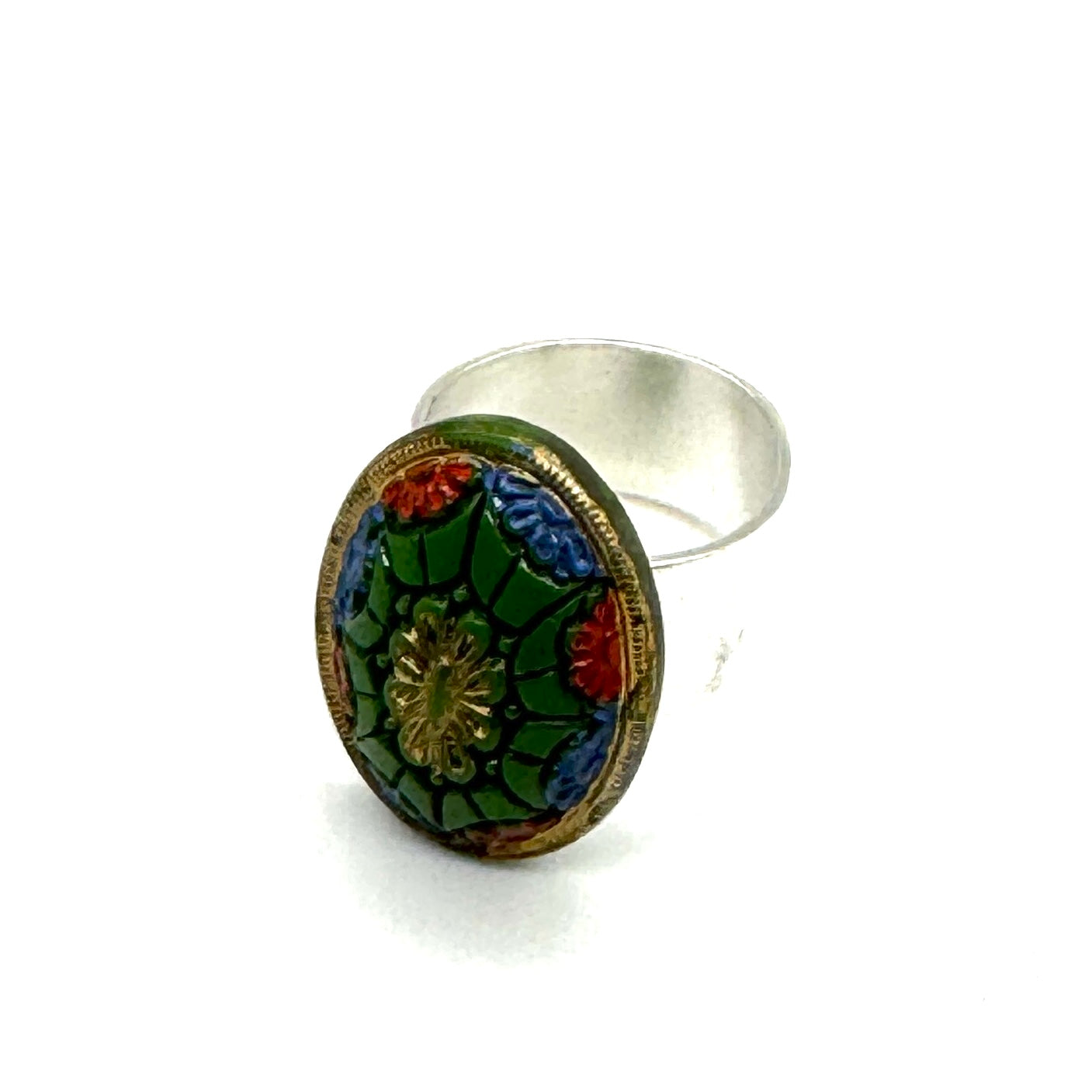 Old World Green Glass Cocktail Ring