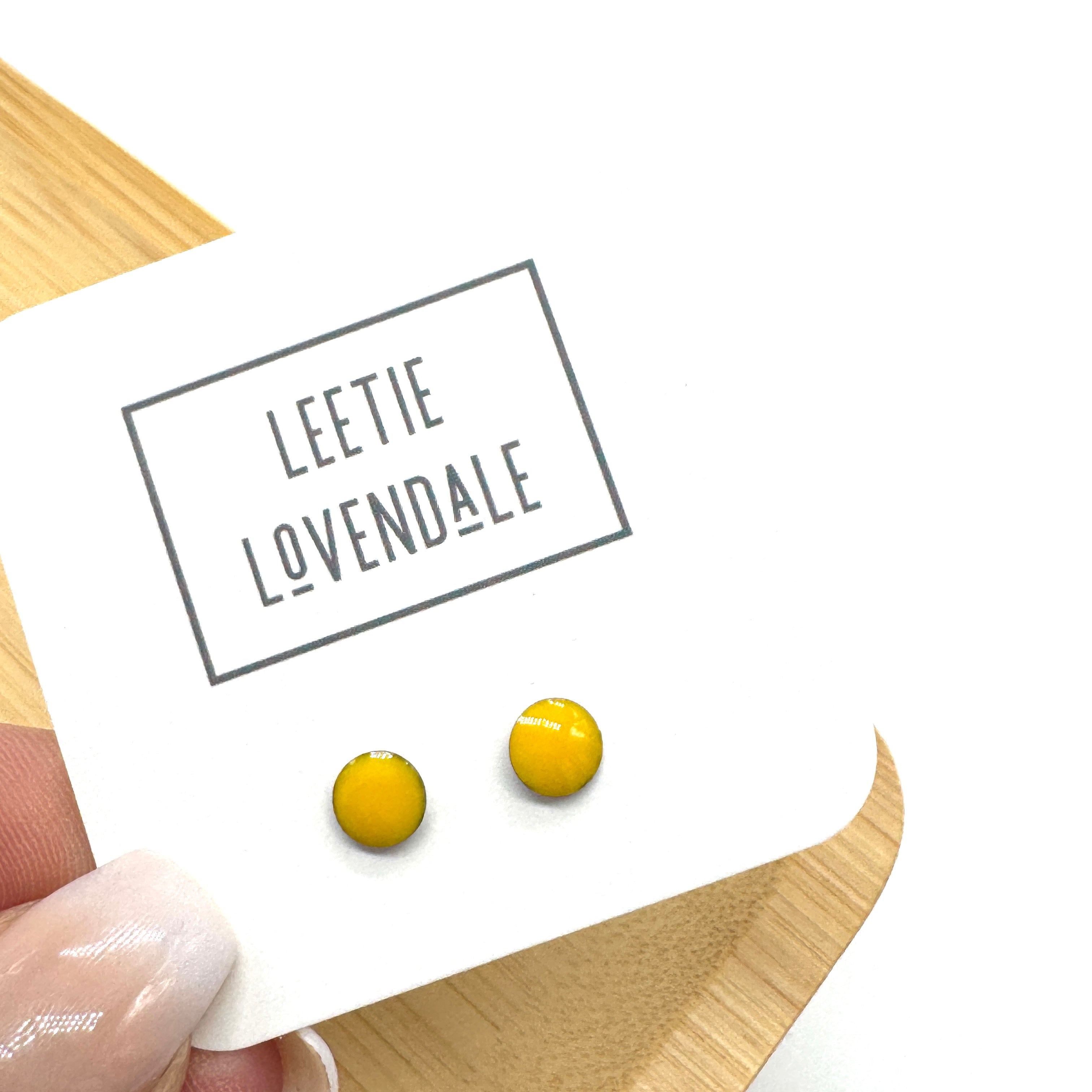 Yellow Circle Studs - Little Deadstock Vintage Enamel Stud Earrings