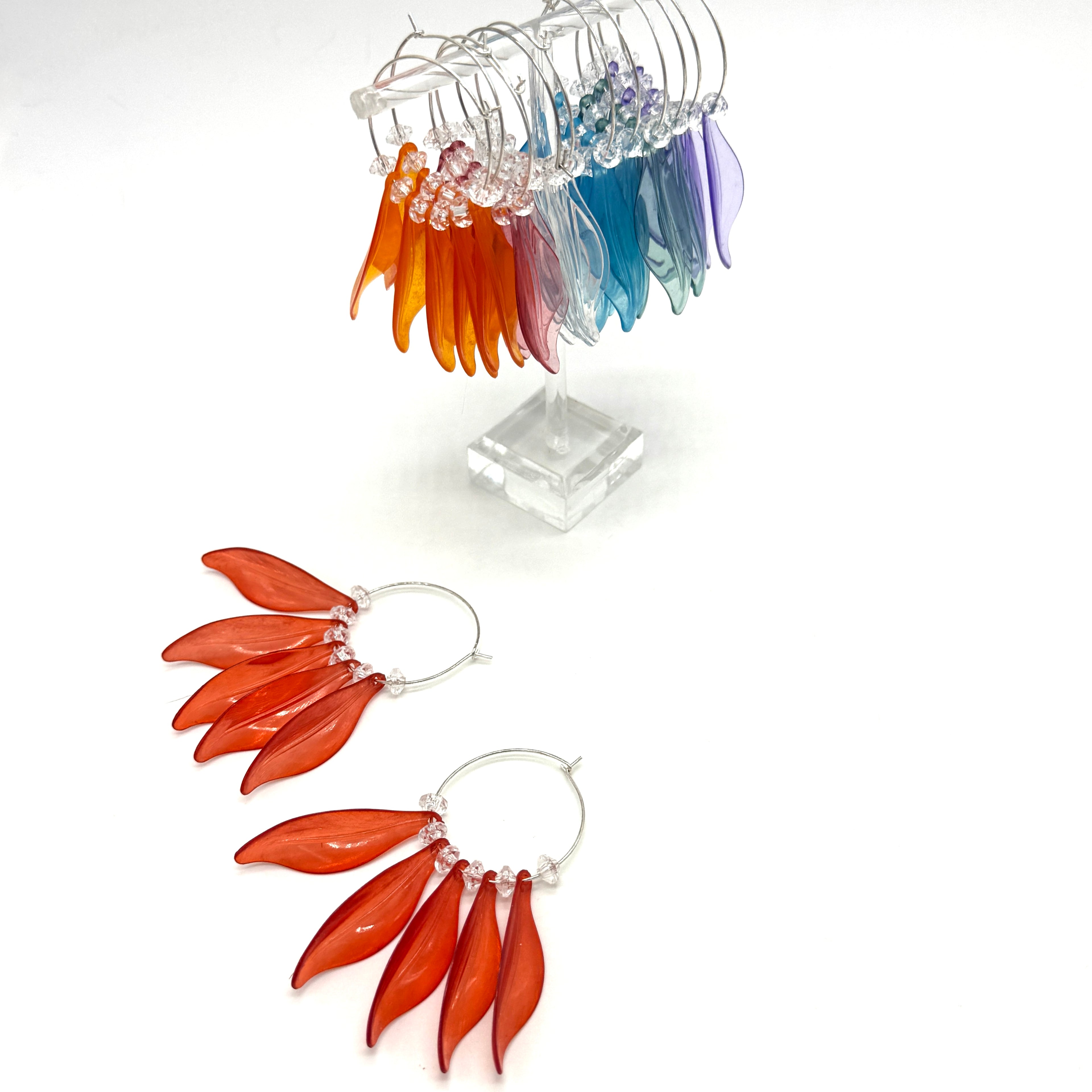 Willow Leaf Hoops — Made With Vintage Lucite