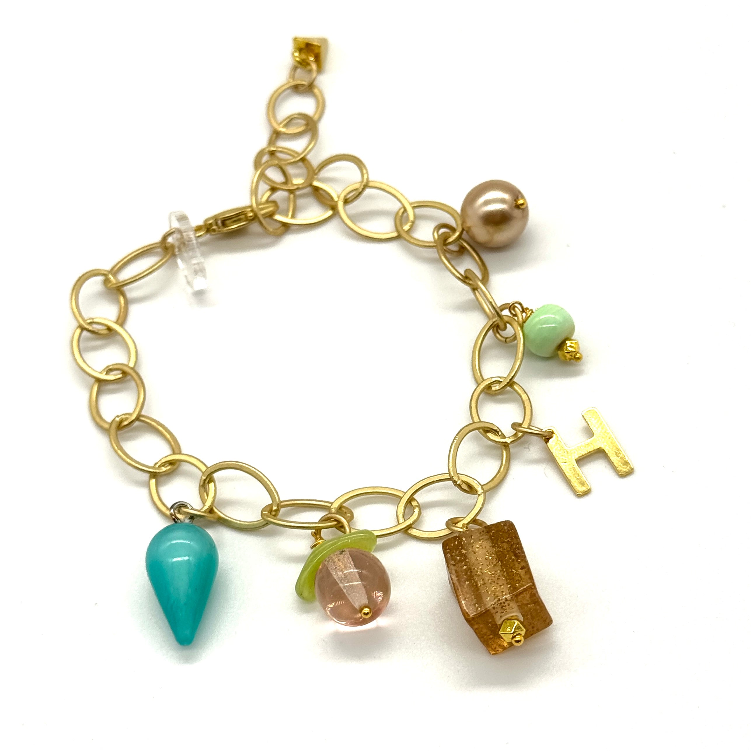 Initialed in Teal Charm Bracelet