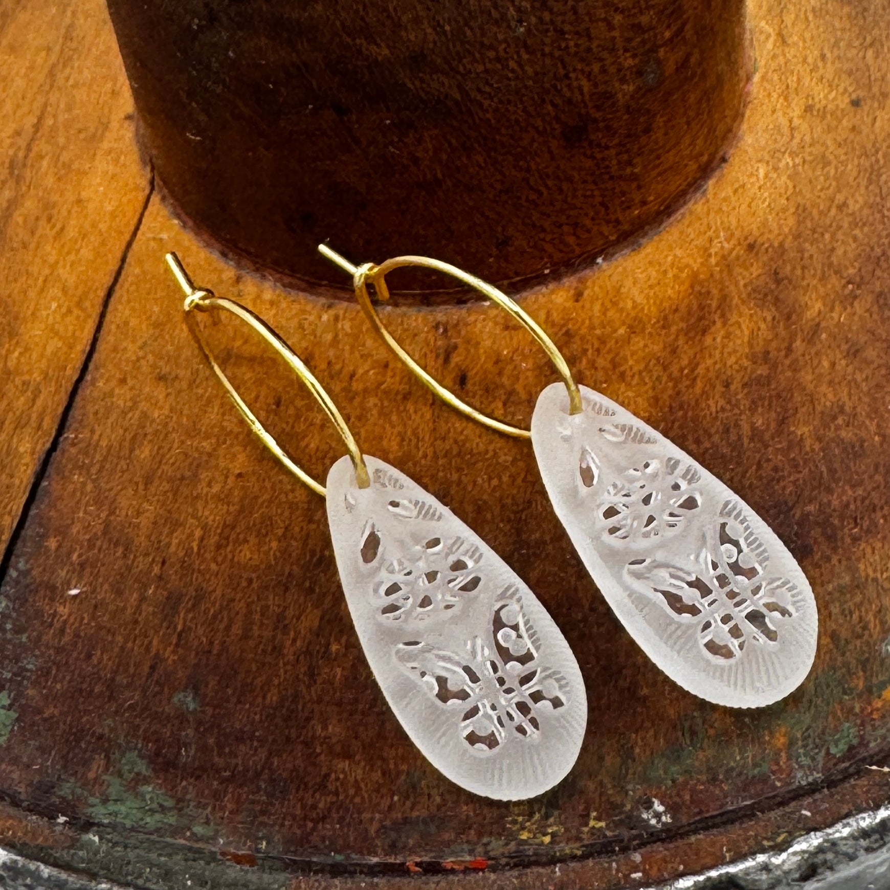 Butterfly Garden Glass Hoops