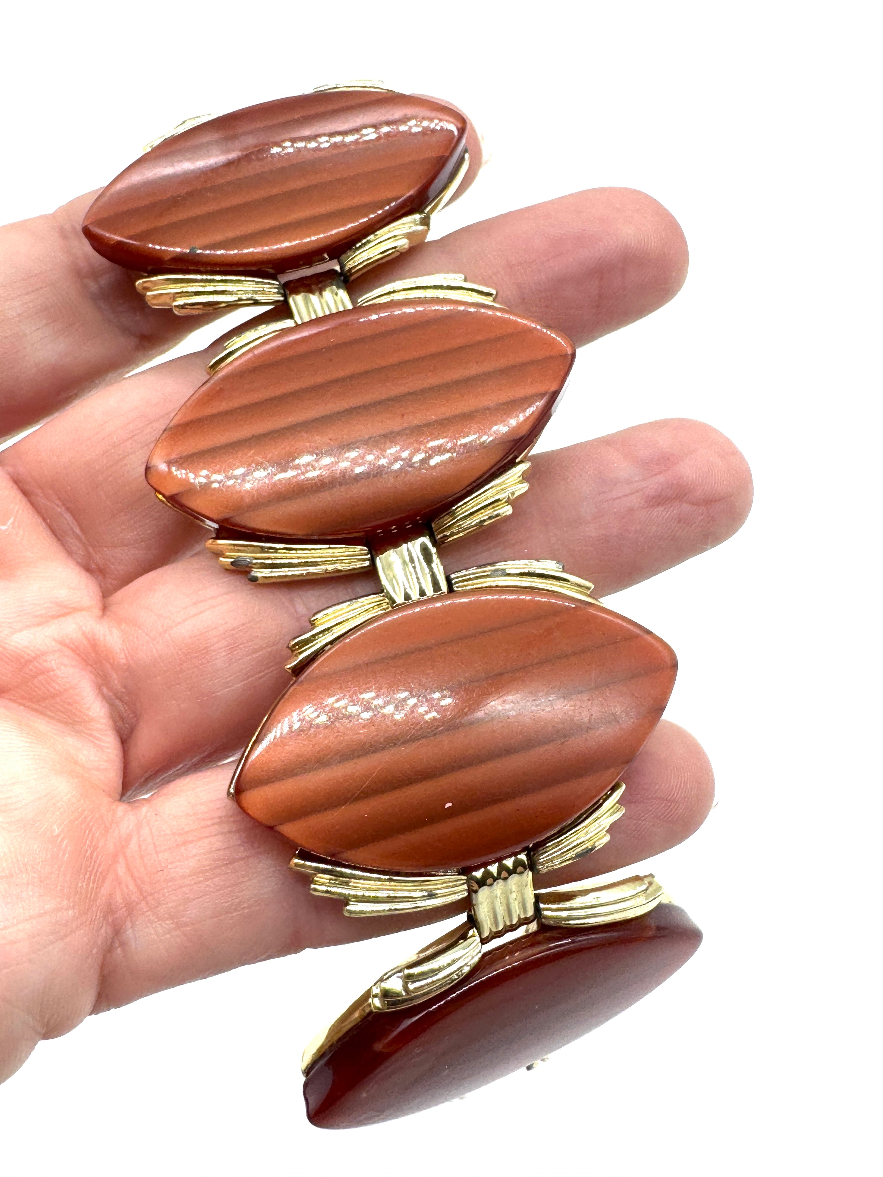 Rusted Moongow Striped Thermoset Bracelet & Earrings Set