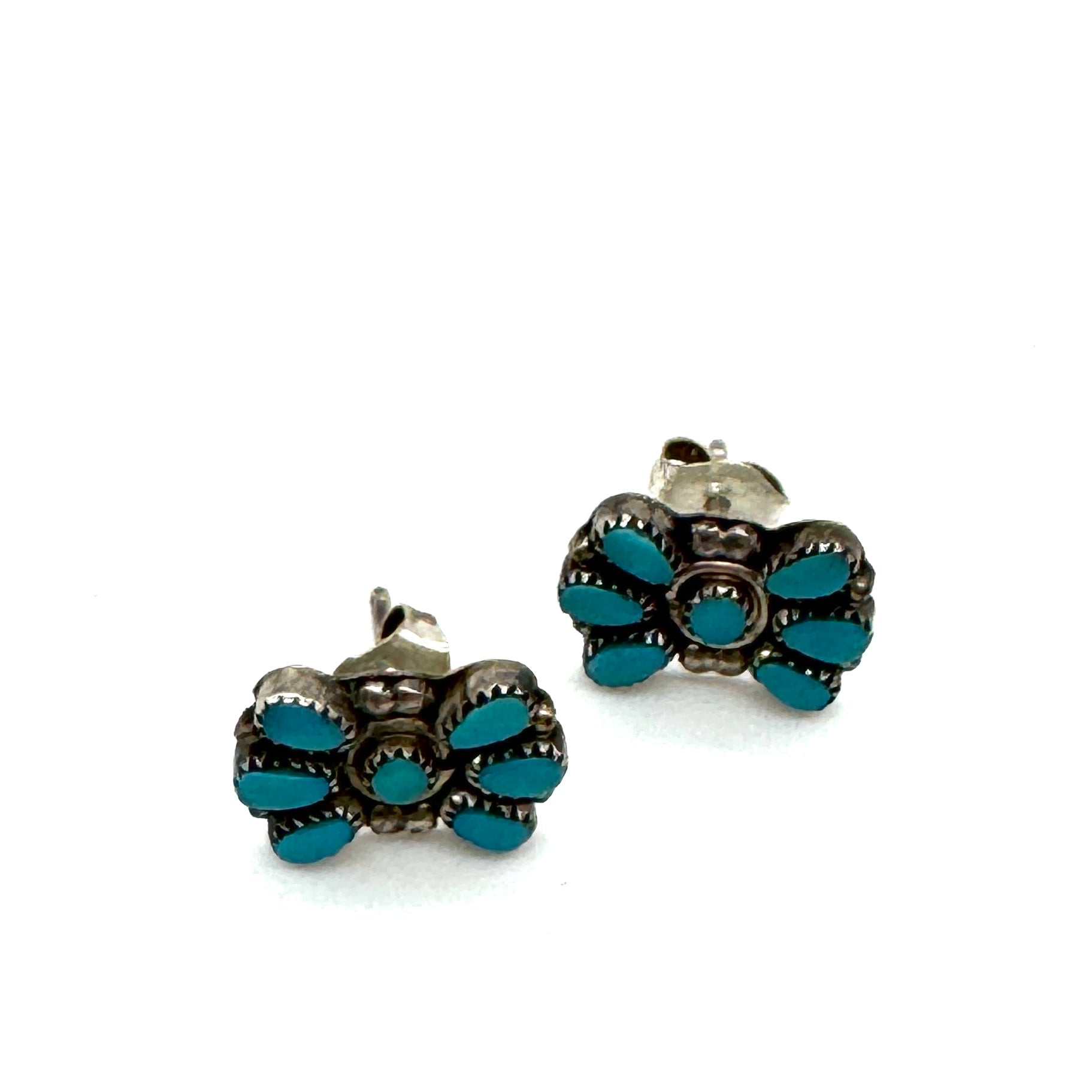 Sterling & Turquoise Fan Stud Earrings