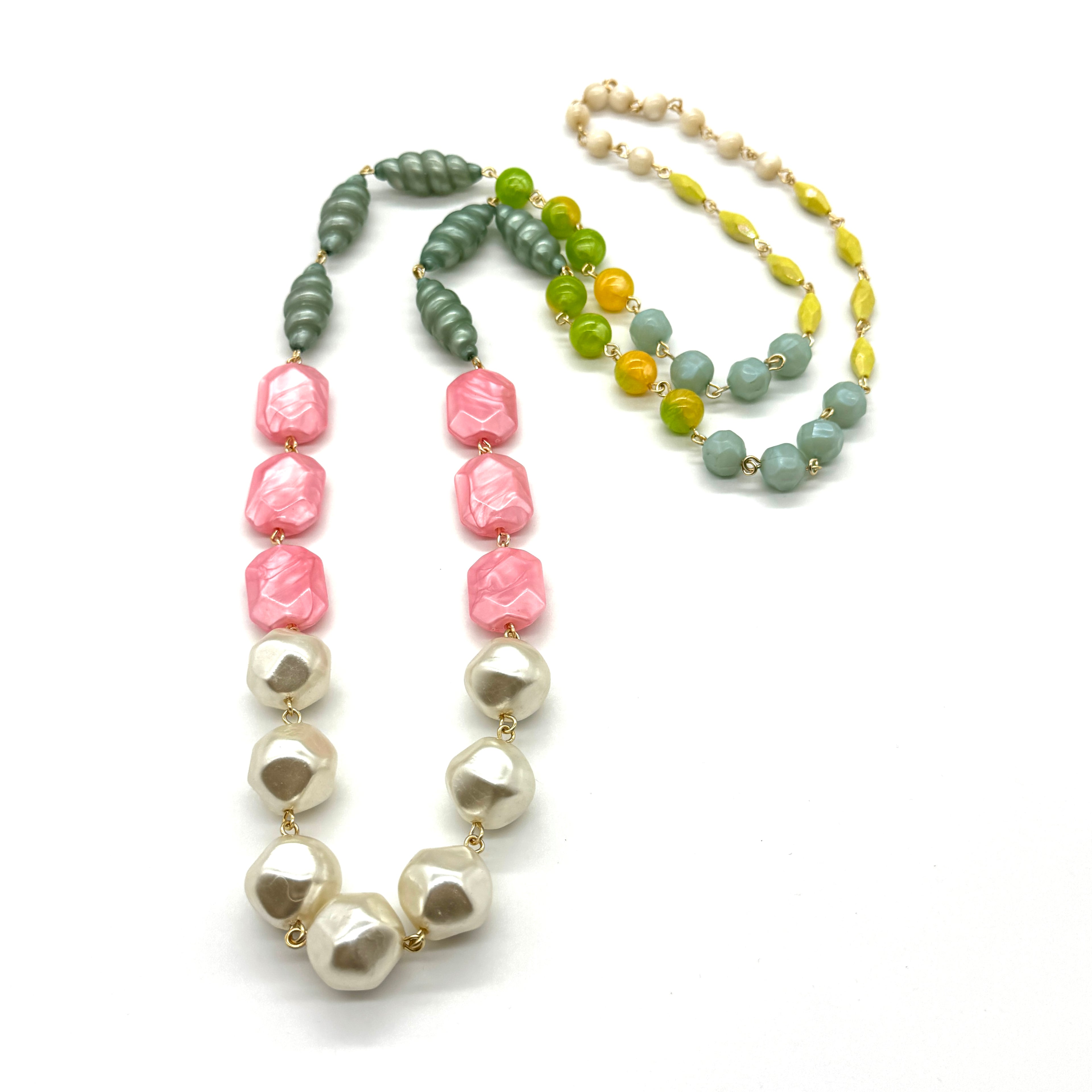 Pearl & Pastel Rosary-Chained Rope Necklace