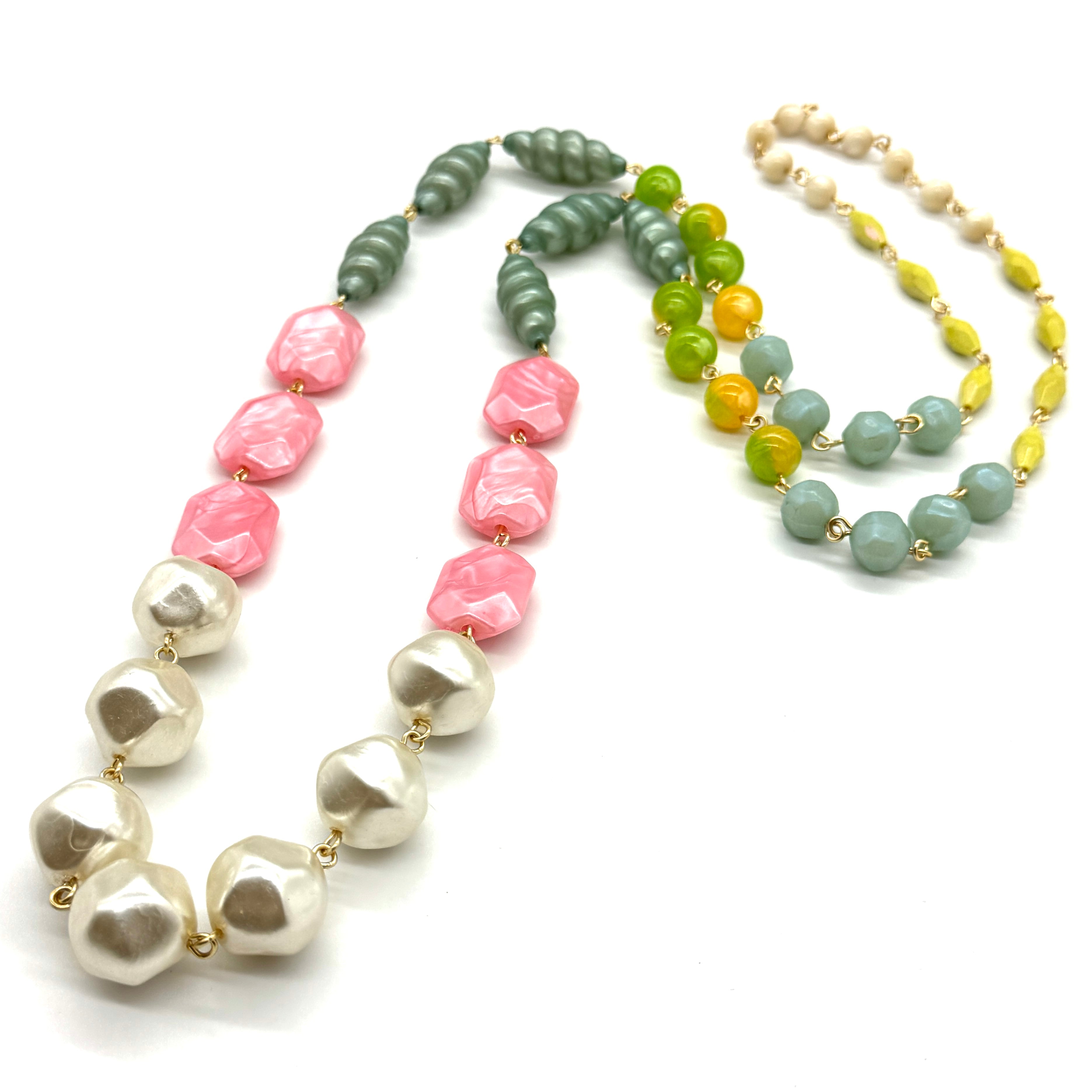 Pearl & Pastel Rosary-Chained Rope Necklace