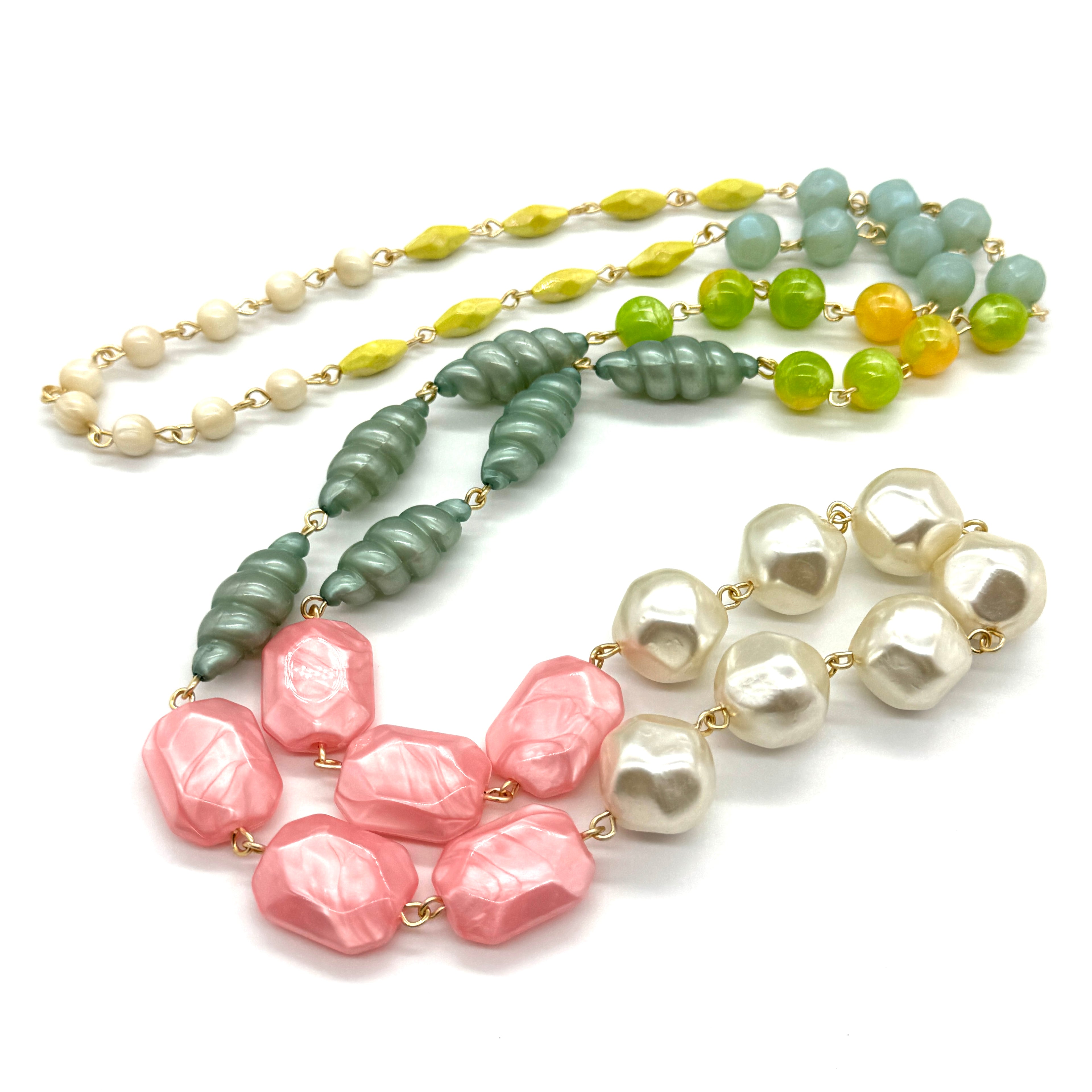 Pearl & Pastel Rosary-Chained Rope Necklace