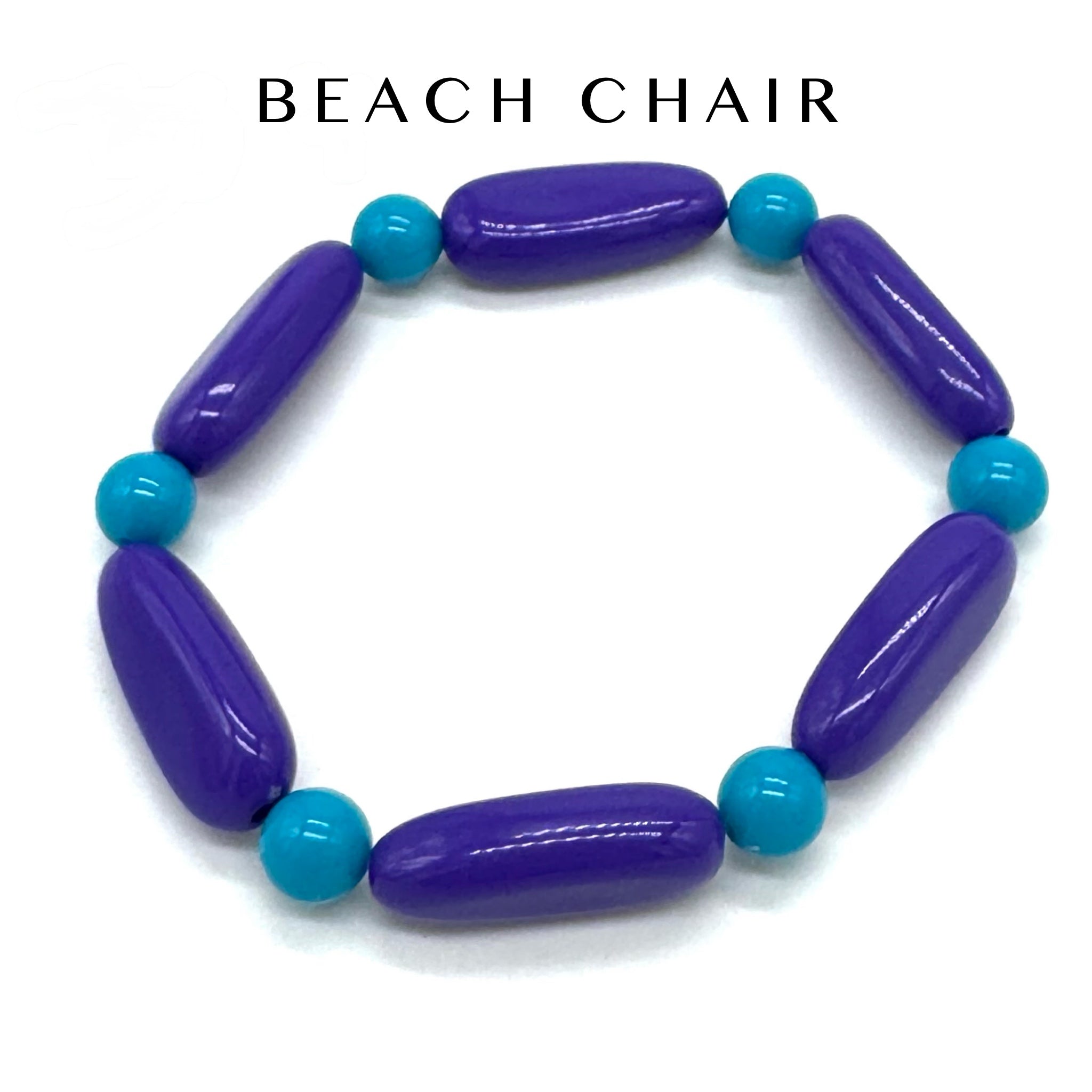 Bracelet with blue and turquoise beads on a white background