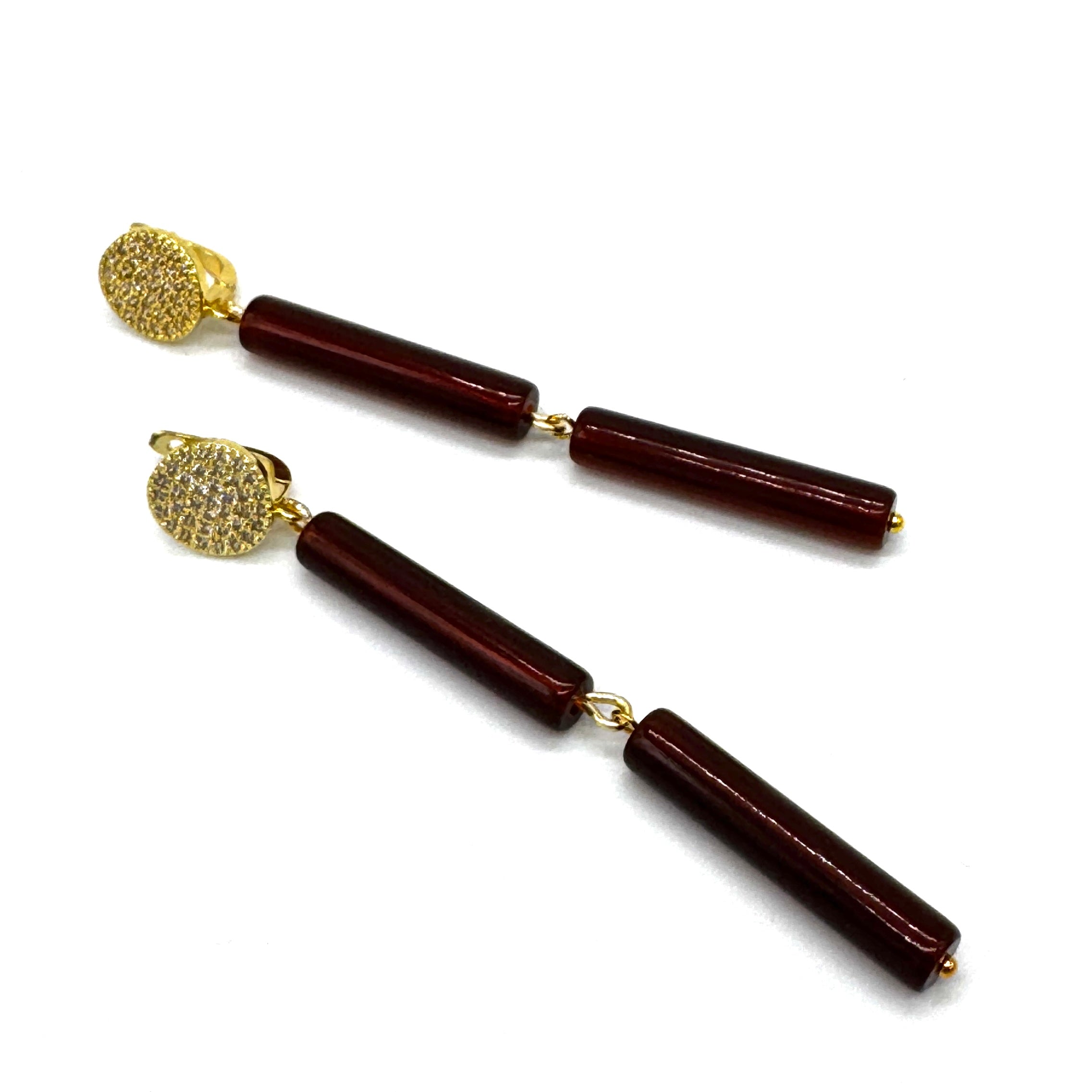 Tortoise Column Pavé Earrings