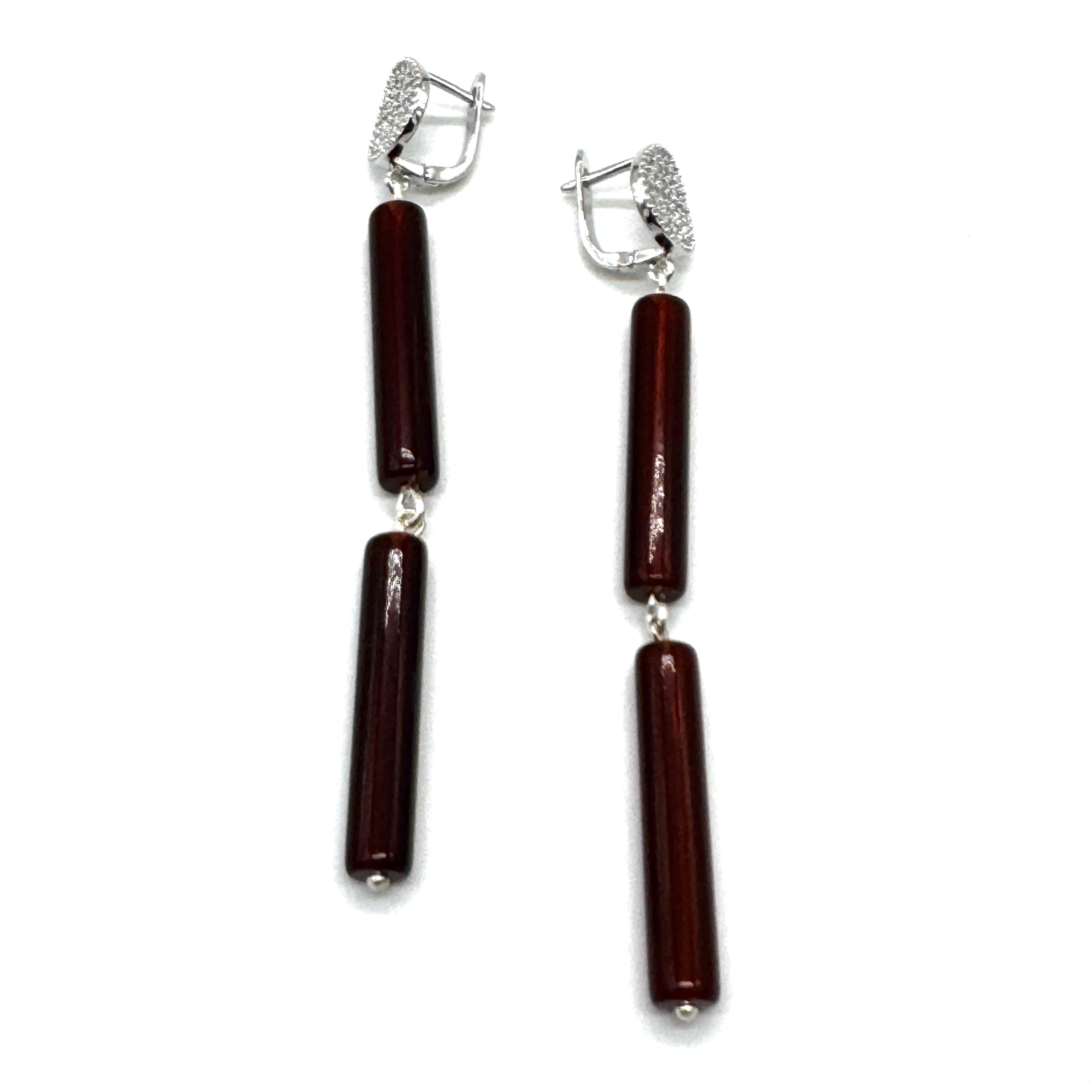 Tortoise Column Pavé Earrings