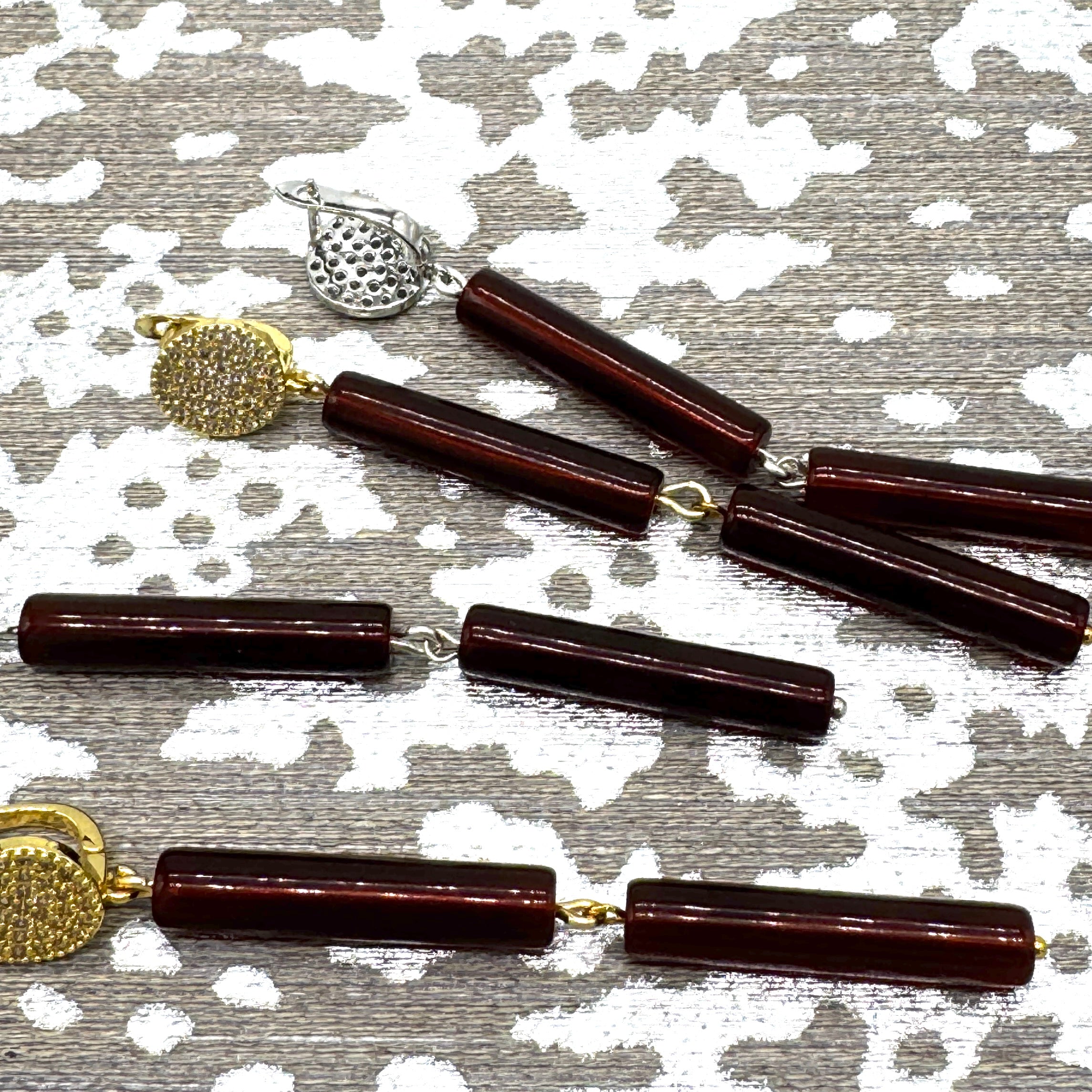 Tortoise Column Pavé Earrings