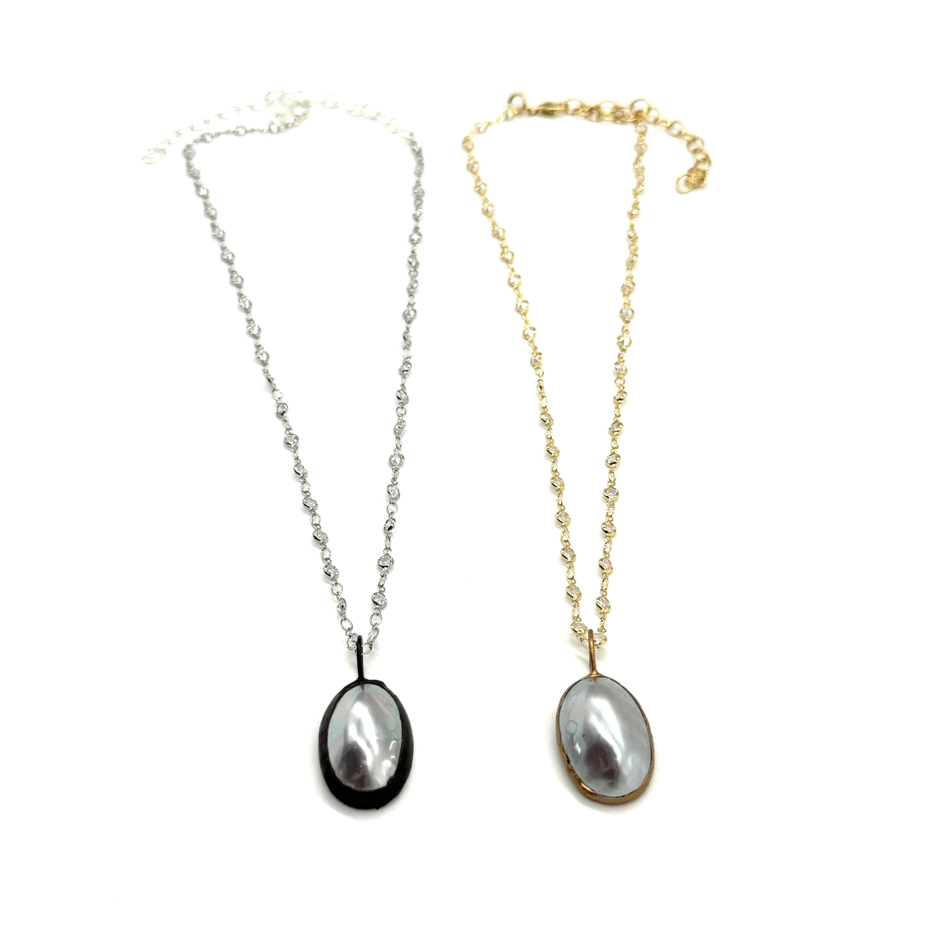 Silver Sea Pearl Necklace