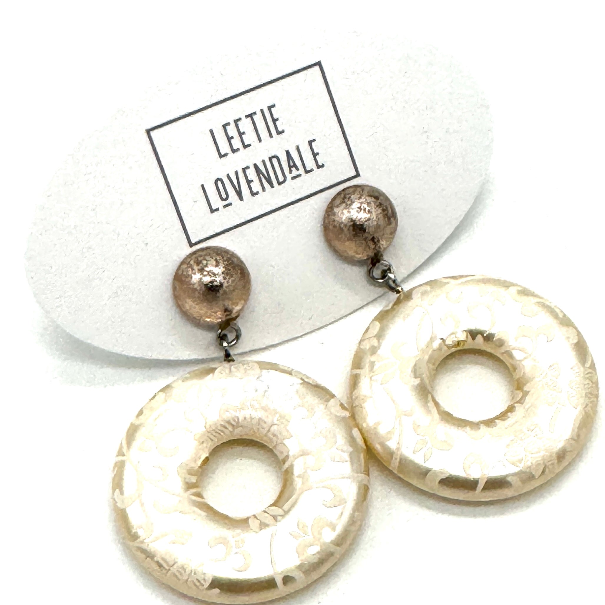 Lace Pearl Donut Drop Earrings