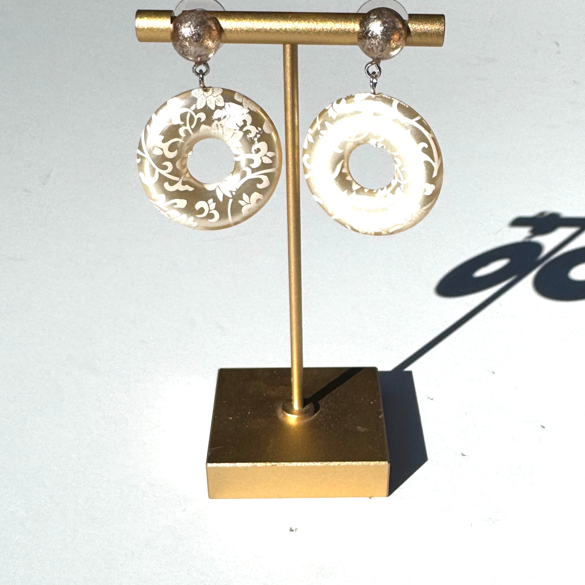 Lace Pearl Donut Drop Earrings