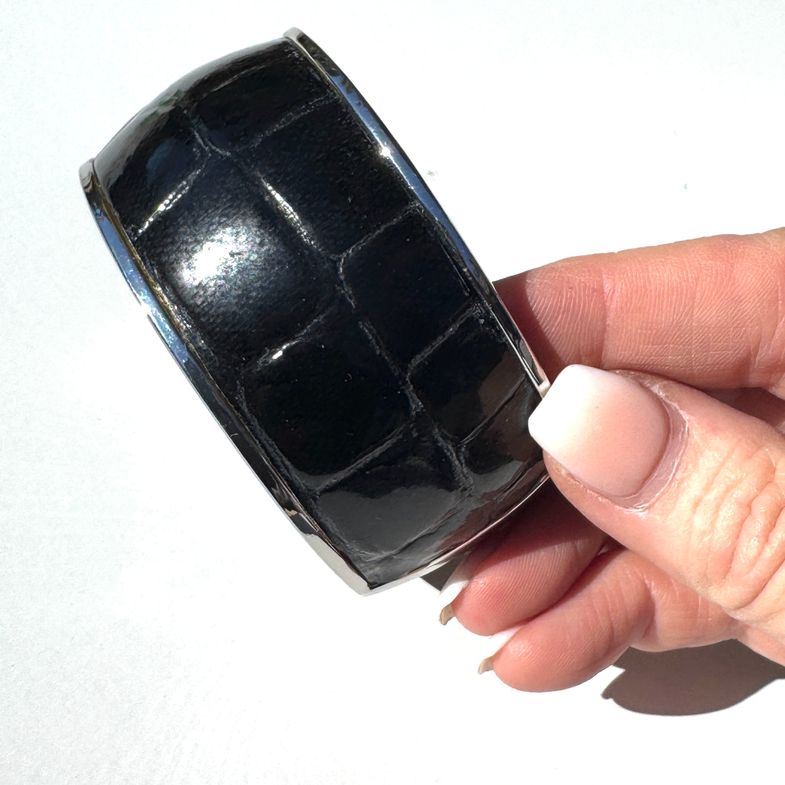 Black Croc Clamper Bracelet