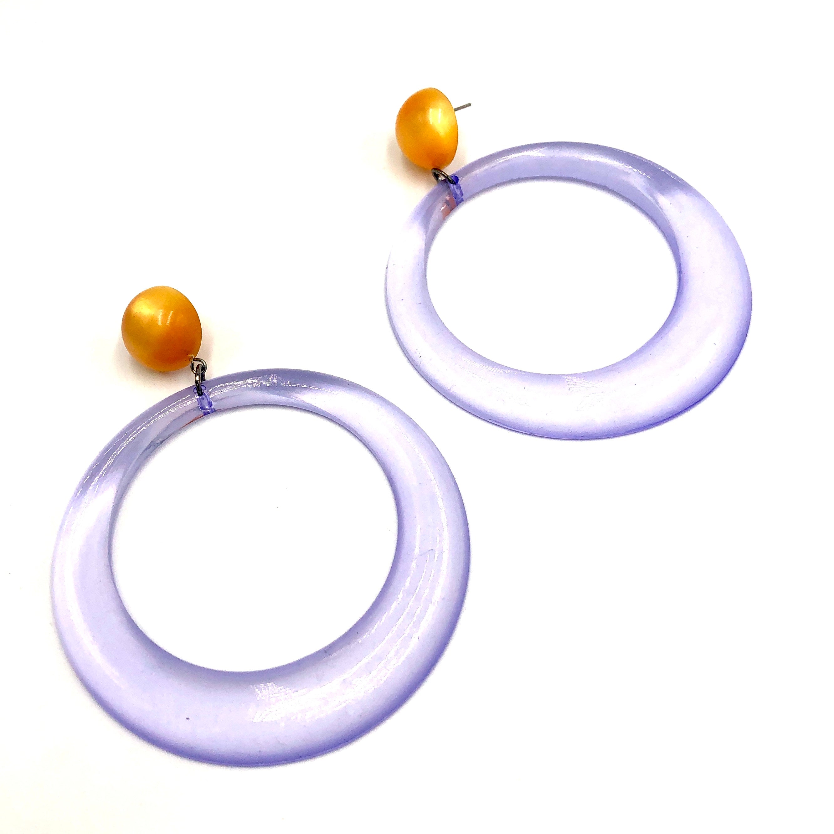 Periwinkle & Tangerine Moonglow Iris Earrings