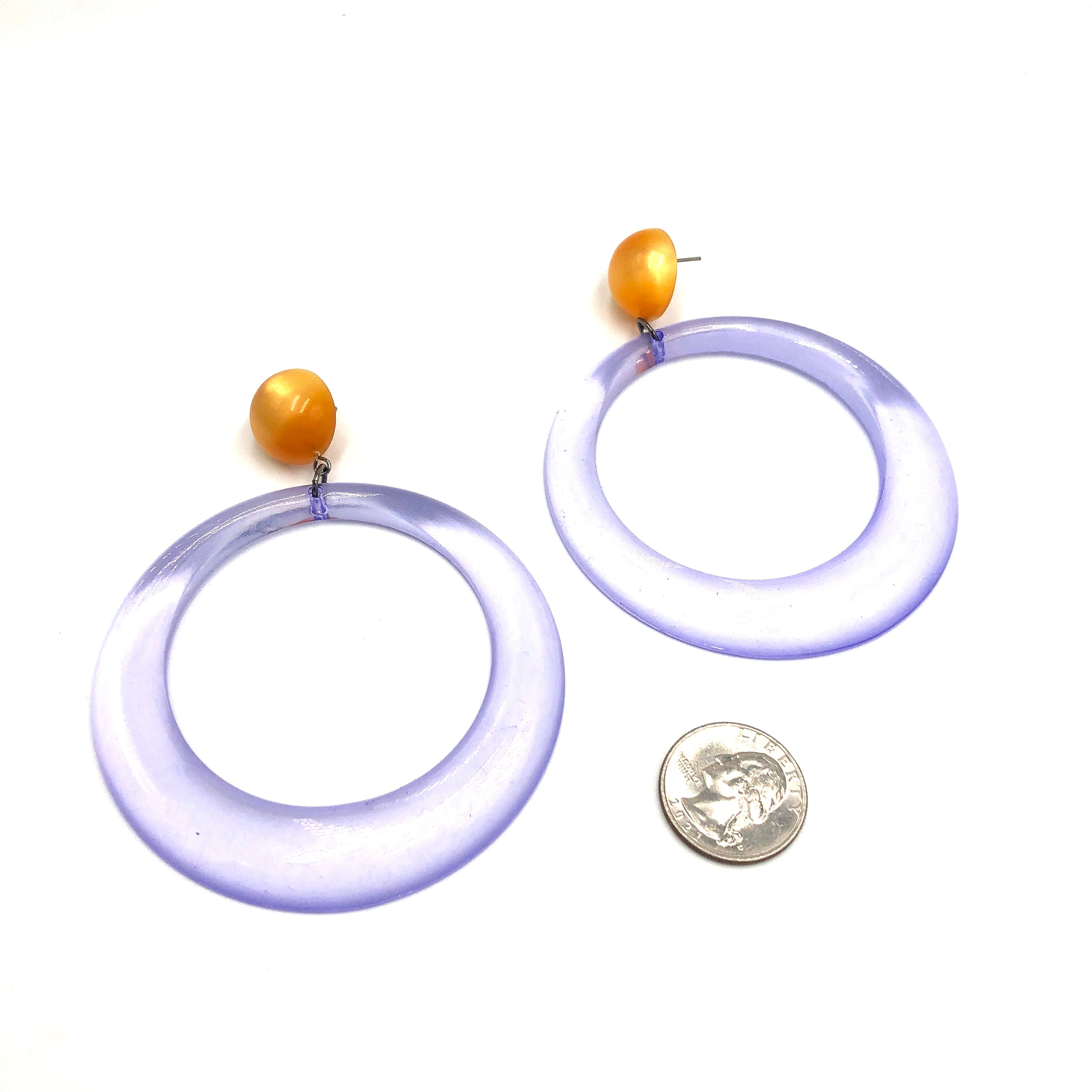 Periwinkle & Tangerine Moonglow Iris Earrings