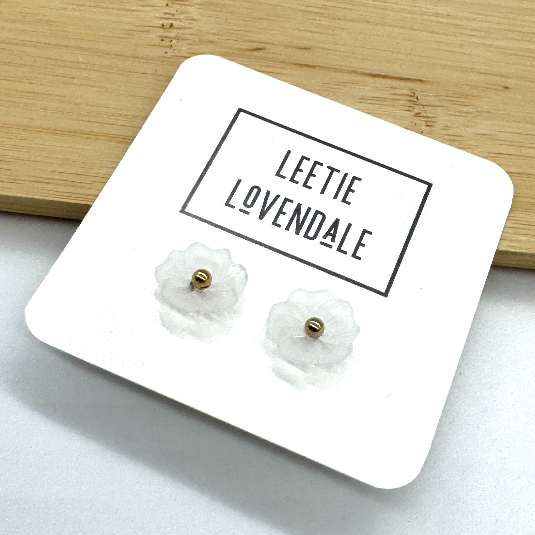 Frosted Poppy Studs – Vintage Lucite & Brass Floral Earrings