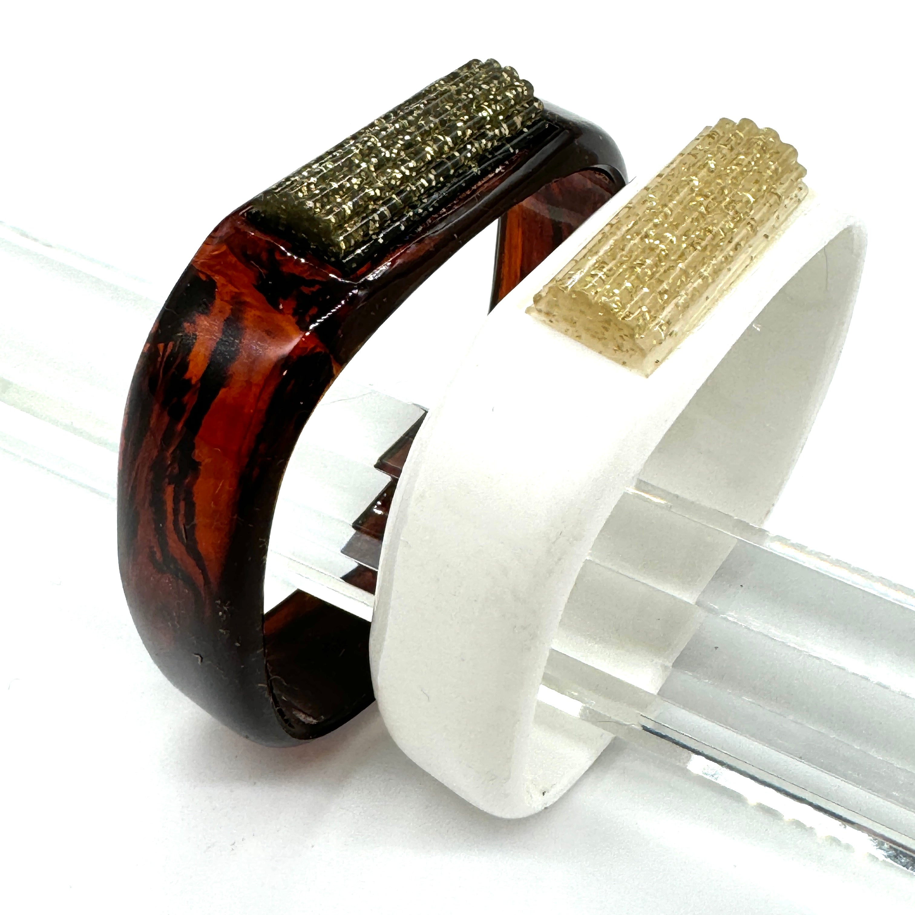 Gold Glitter Confetti Feature Square Bangle Bracelet - 2 colors