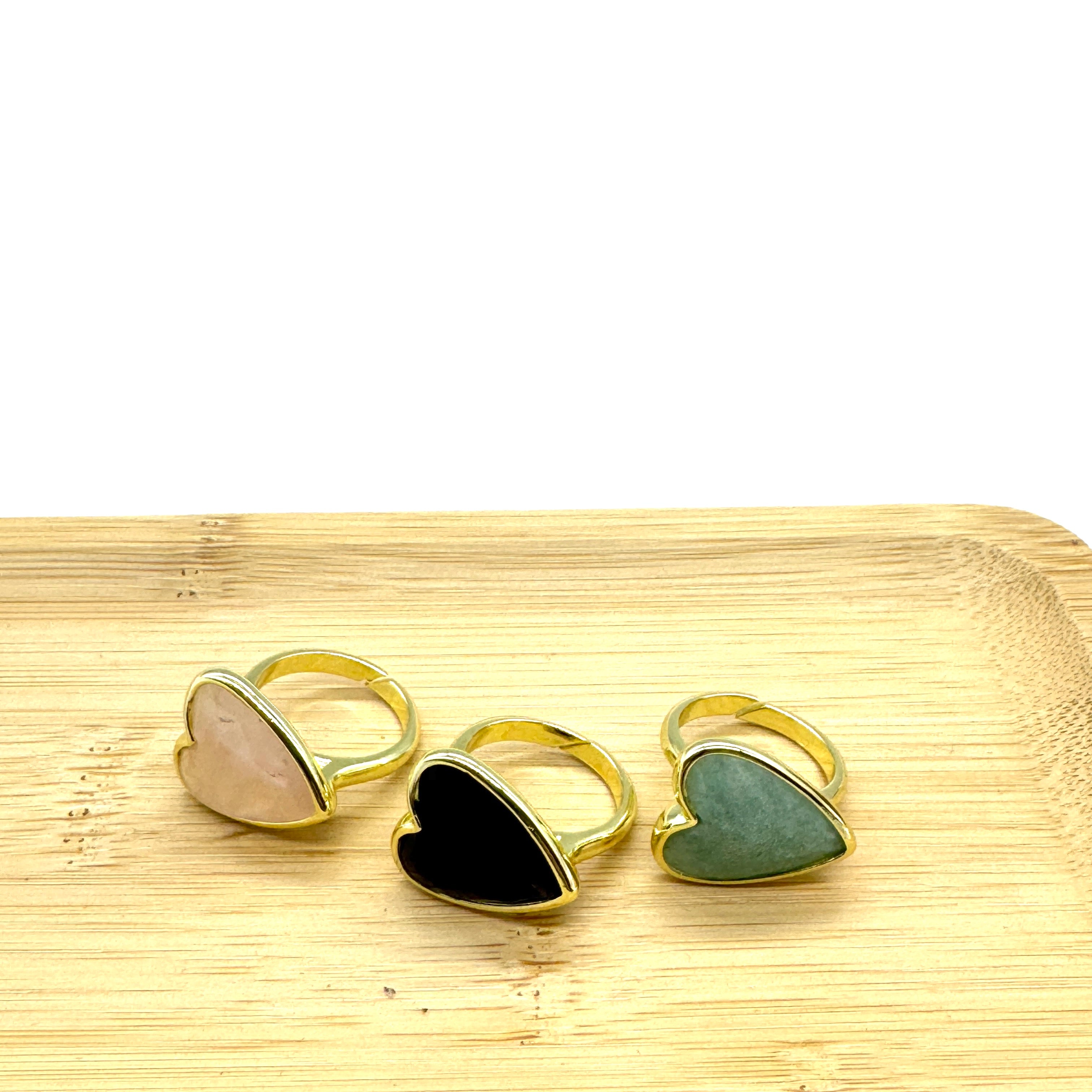 Amazonite Faceted Heart Ring