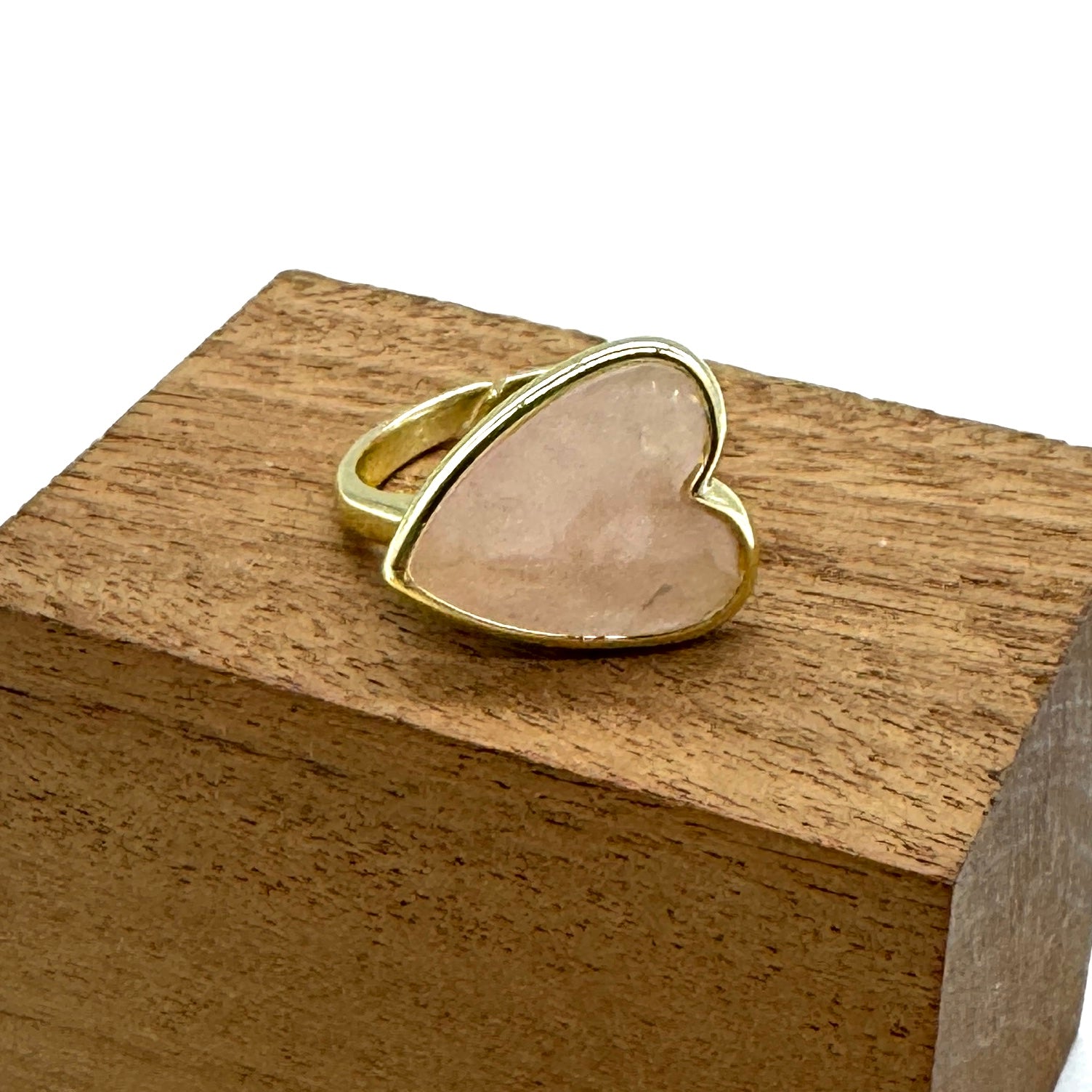 Rose Quartz Faceted Heart Ring