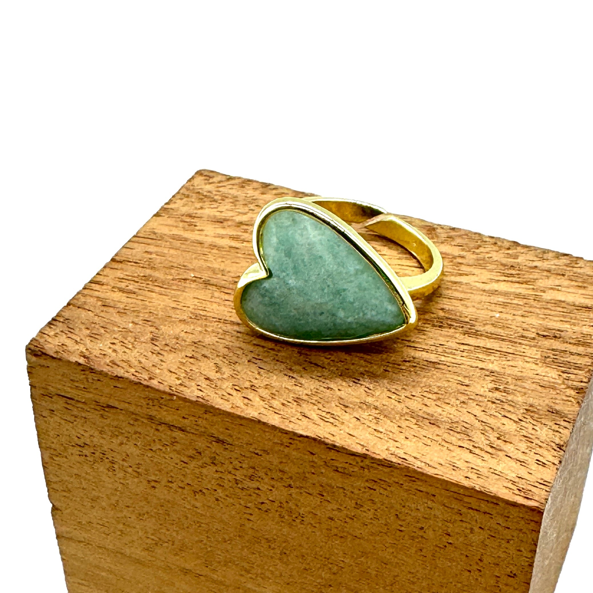 Amazonite Faceted Heart Ring