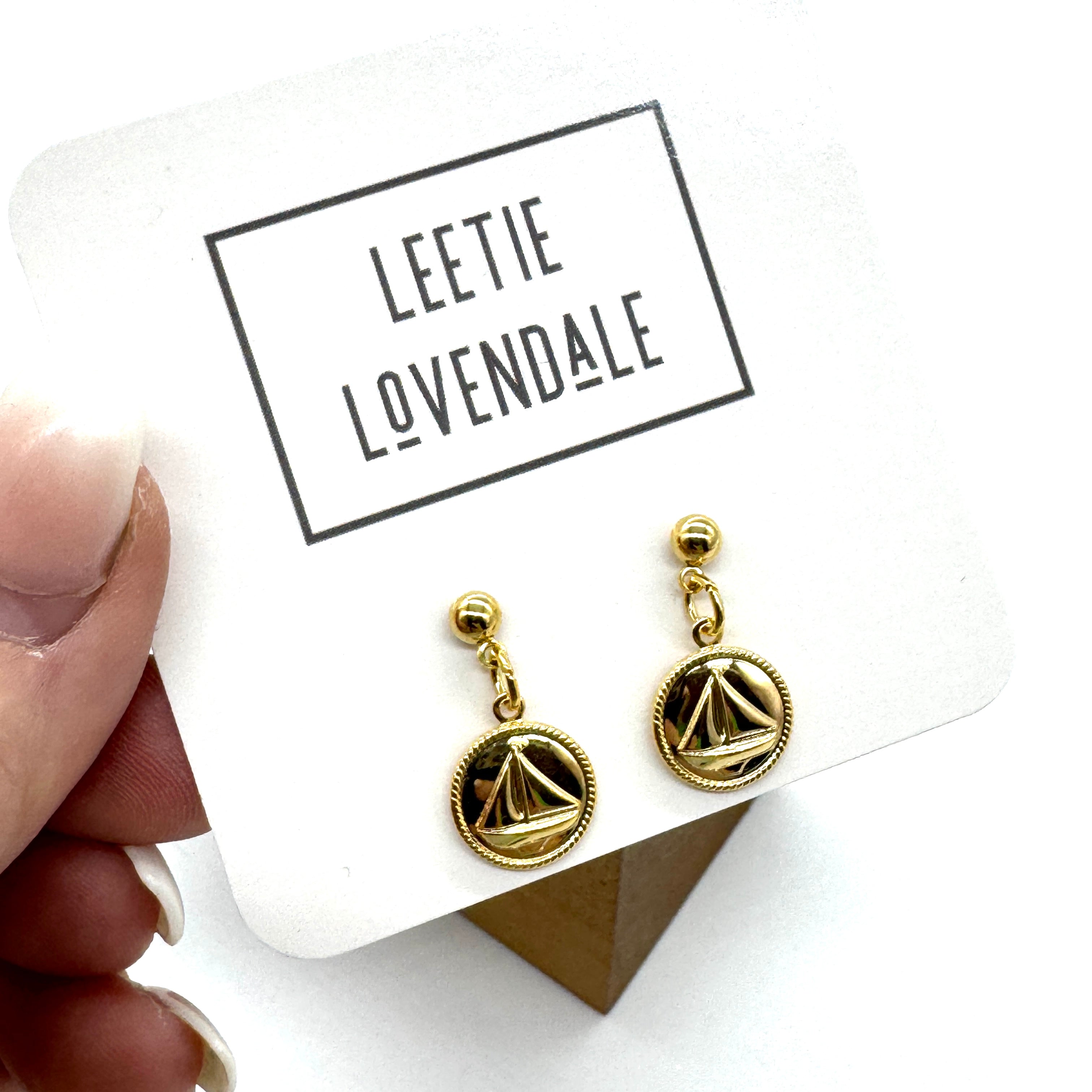 Sailboat Charm Earrings - Gold Deadstock Vintage Treasures