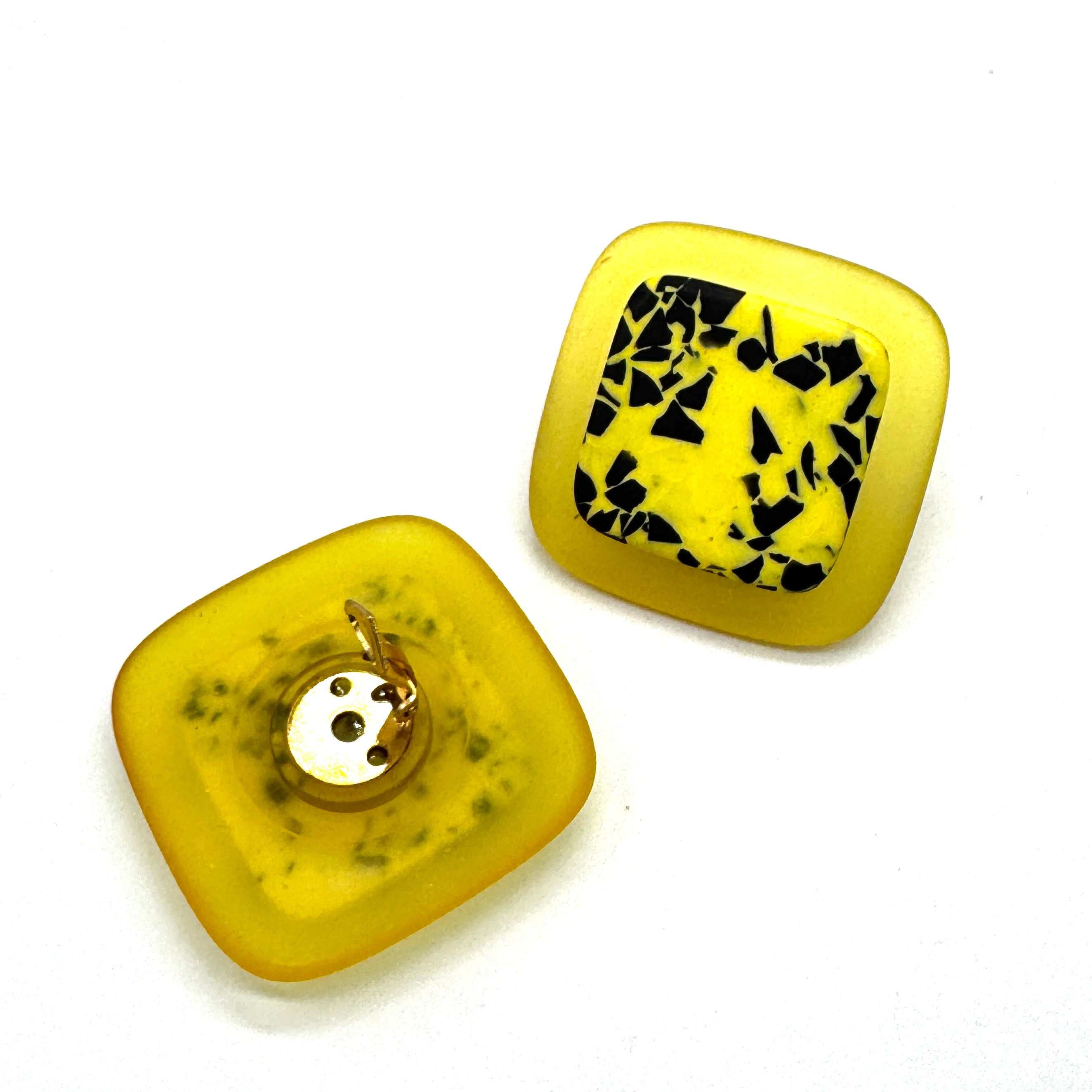 Lemon Mosaic Clip On Earrings - vintage deadstock