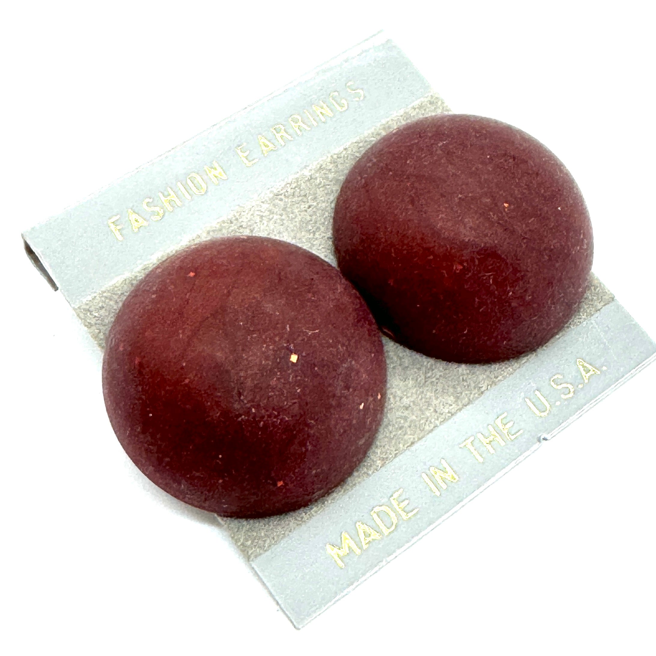 Rust Sparkle Retro Button Lucite Stud Earrings * Deadstock