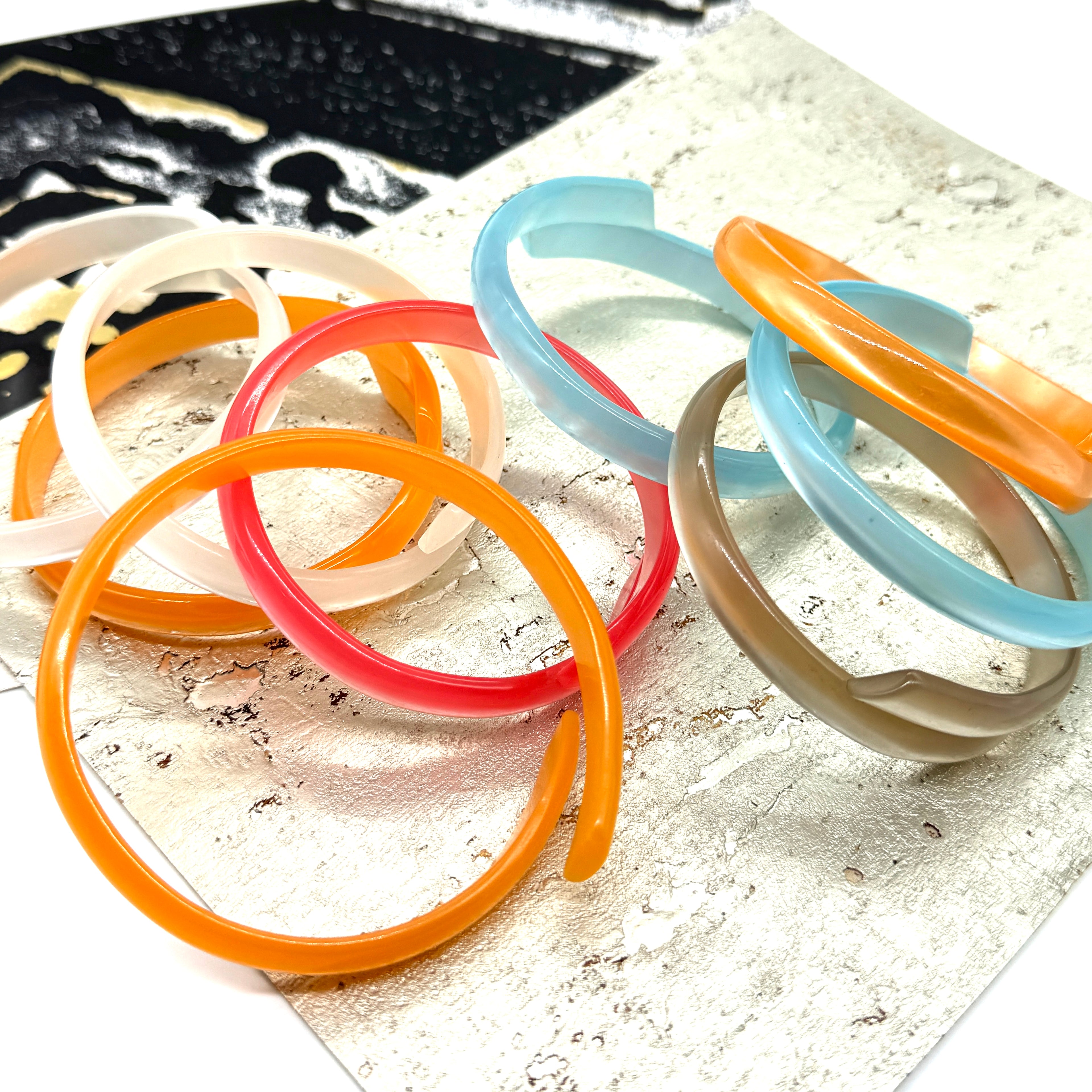 Peach Moonglow Wrapped Bangle Bracelet