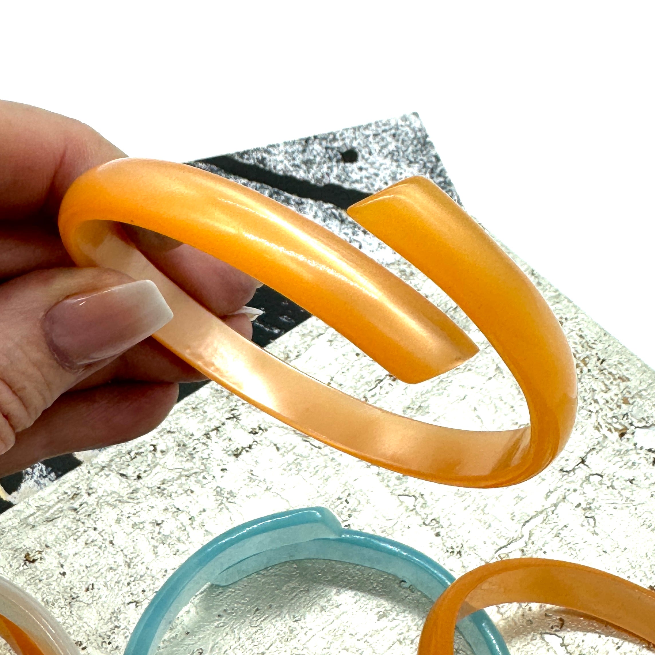 Peach Moonglow Wrapped Bangle Bracelet