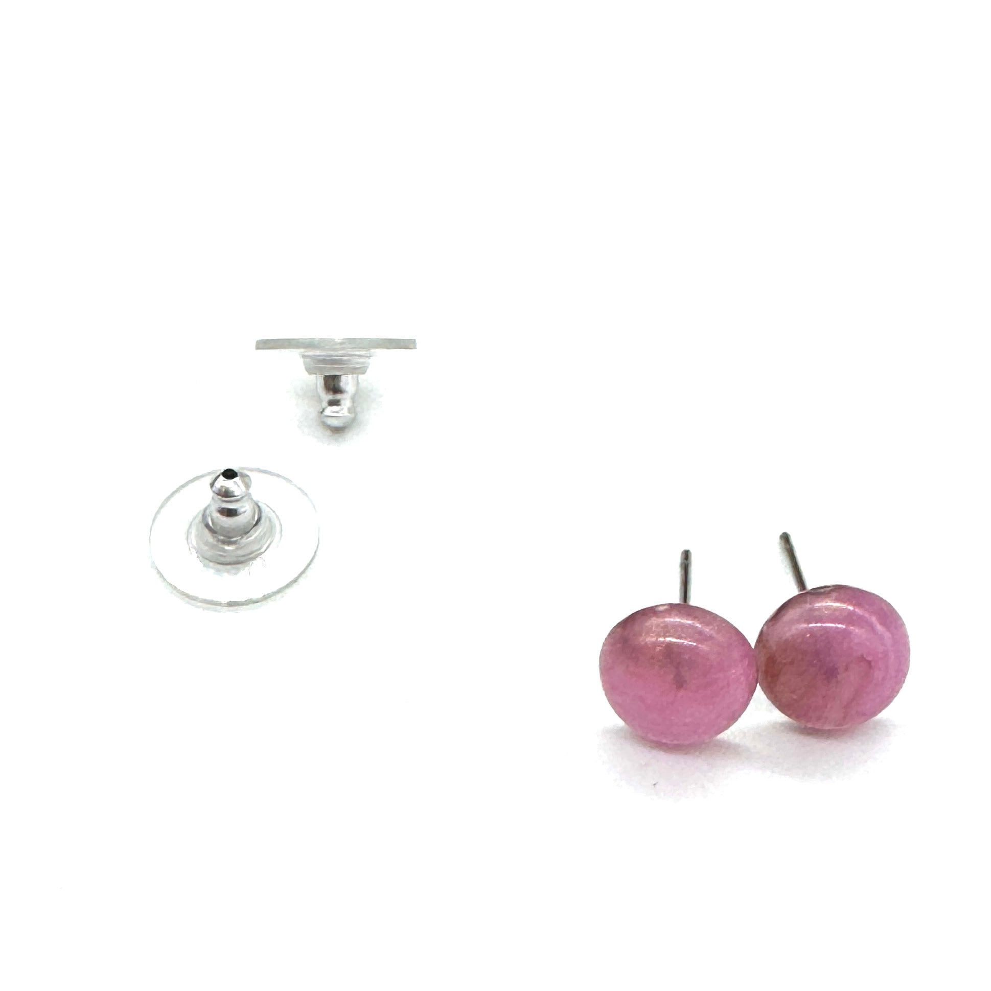 Pink & Gold Aura Retro Button Stud Earrings