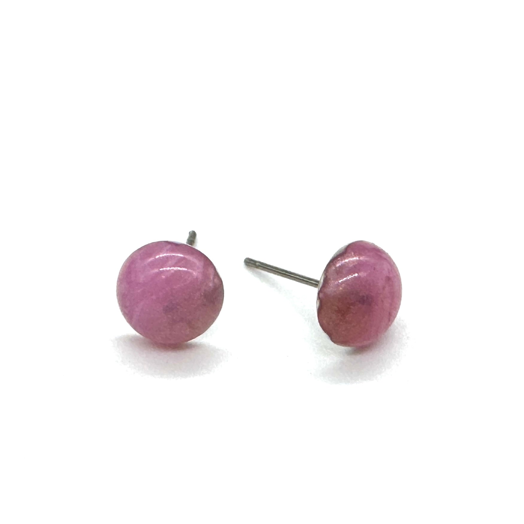 Pink & Gold Aura Retro Button Stud Earrings