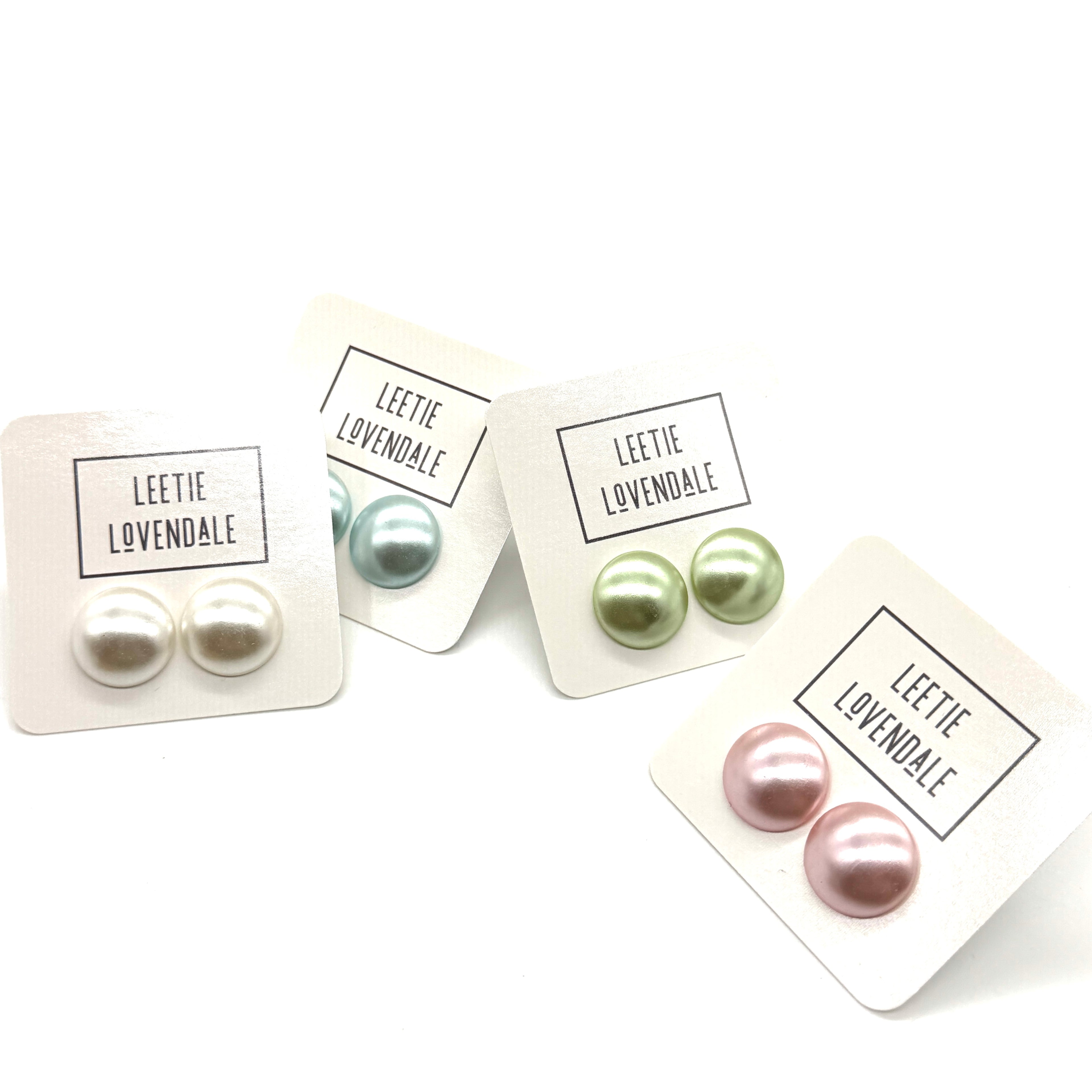 Pastel Pearl Button Stud Earrings