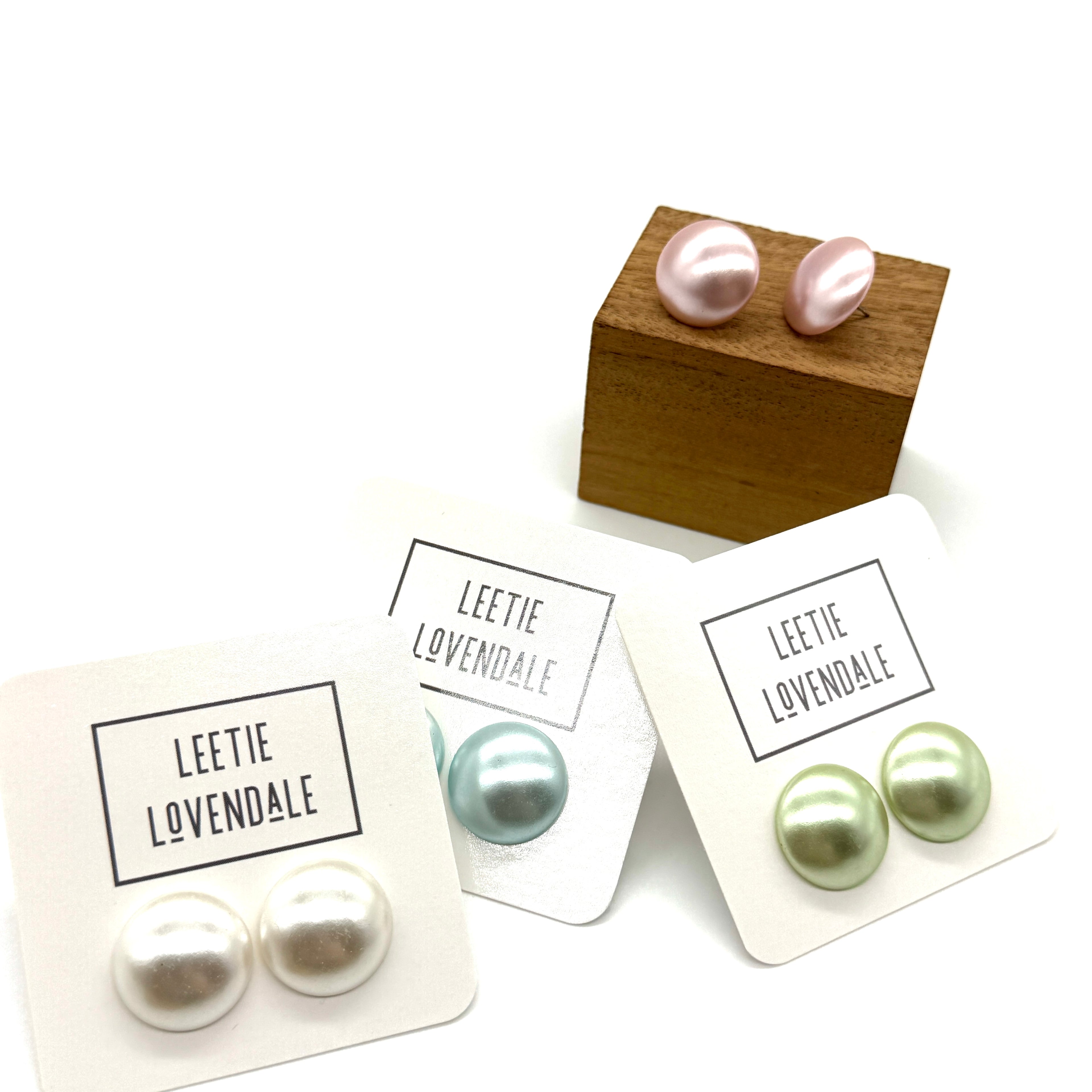 Pastel Pearl Button Stud Earrings