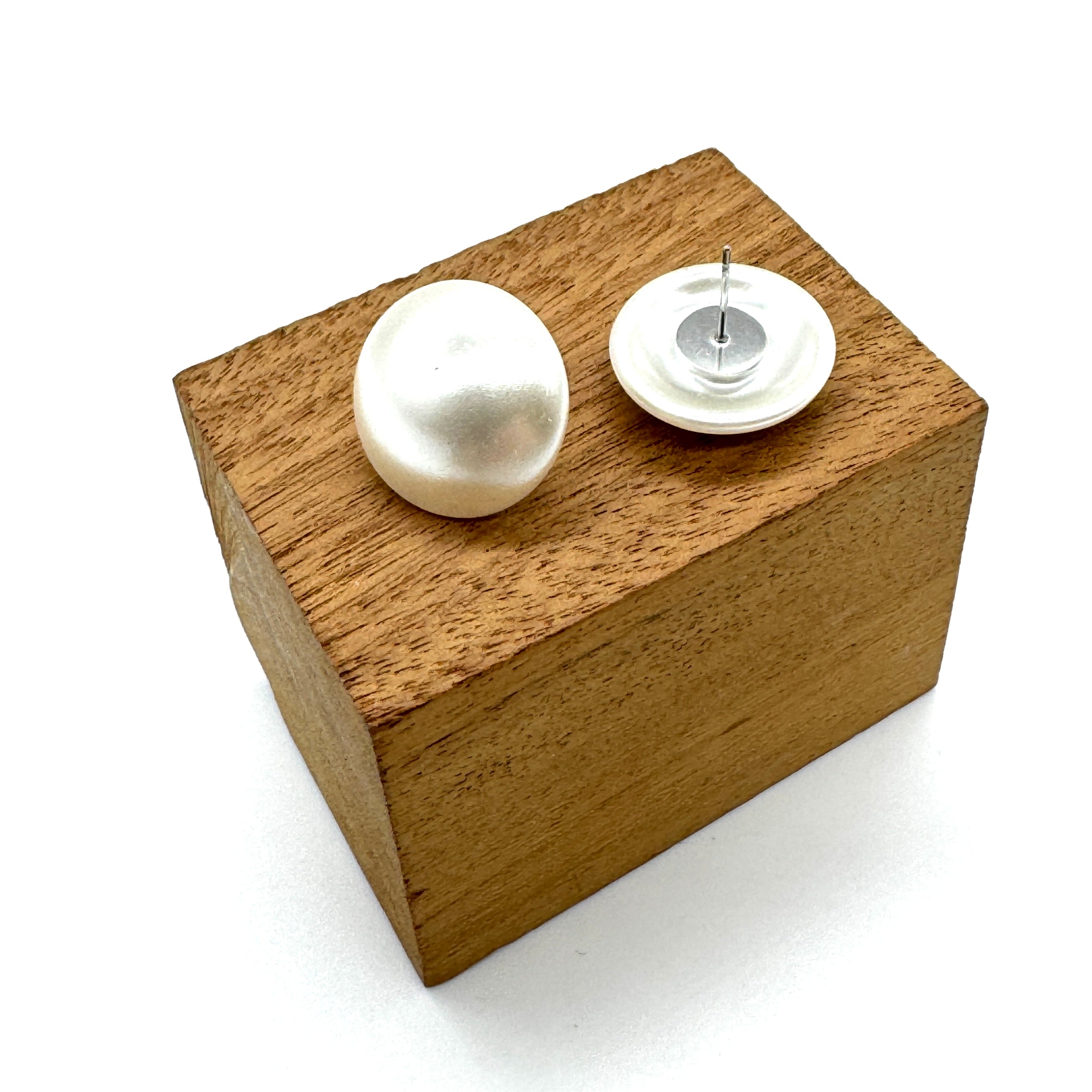 Pastel Pearl Button Stud Earrings