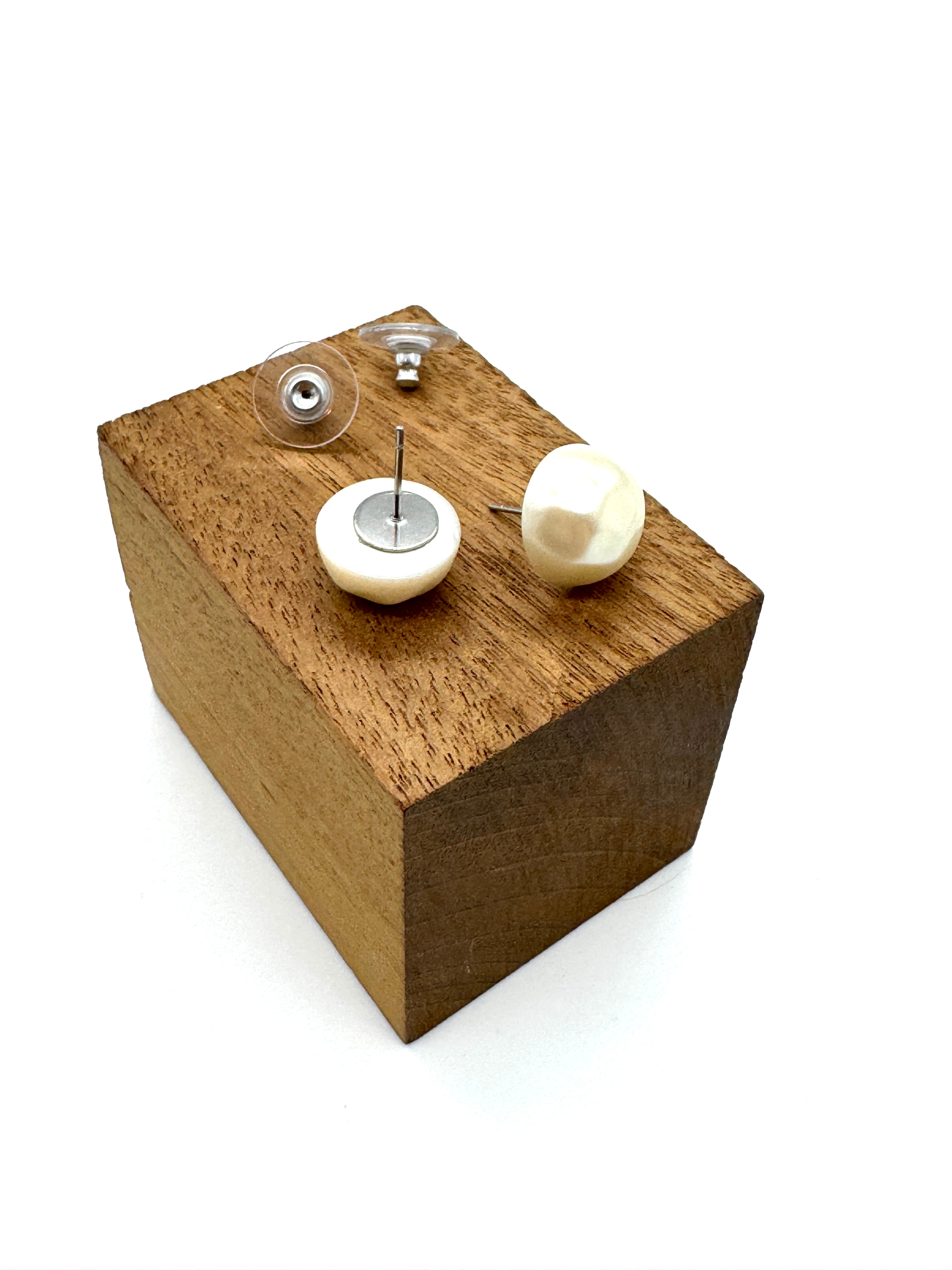 Flintstones Pearl Button Stud Earrings