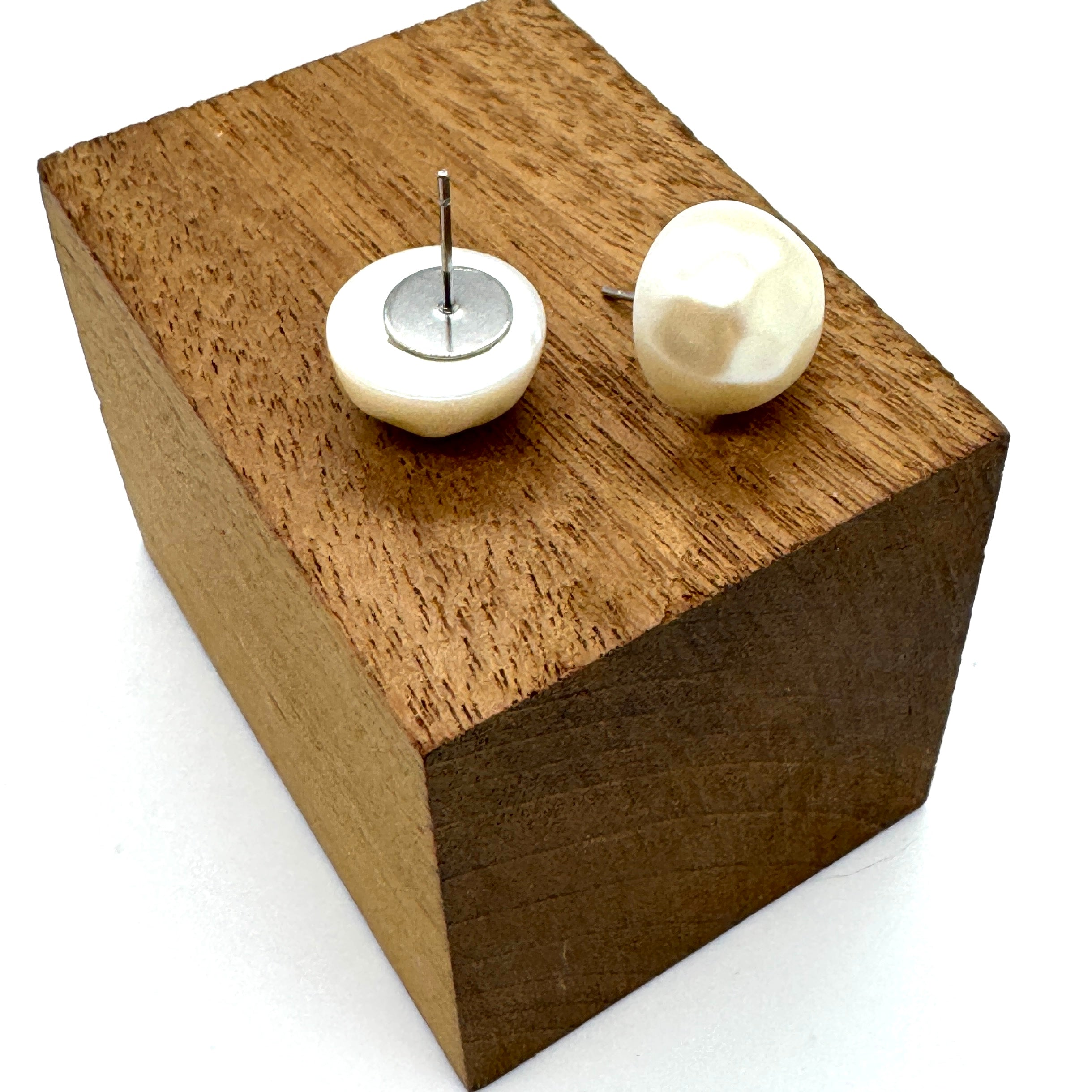 Flintstones Pearl Button Stud Earrings