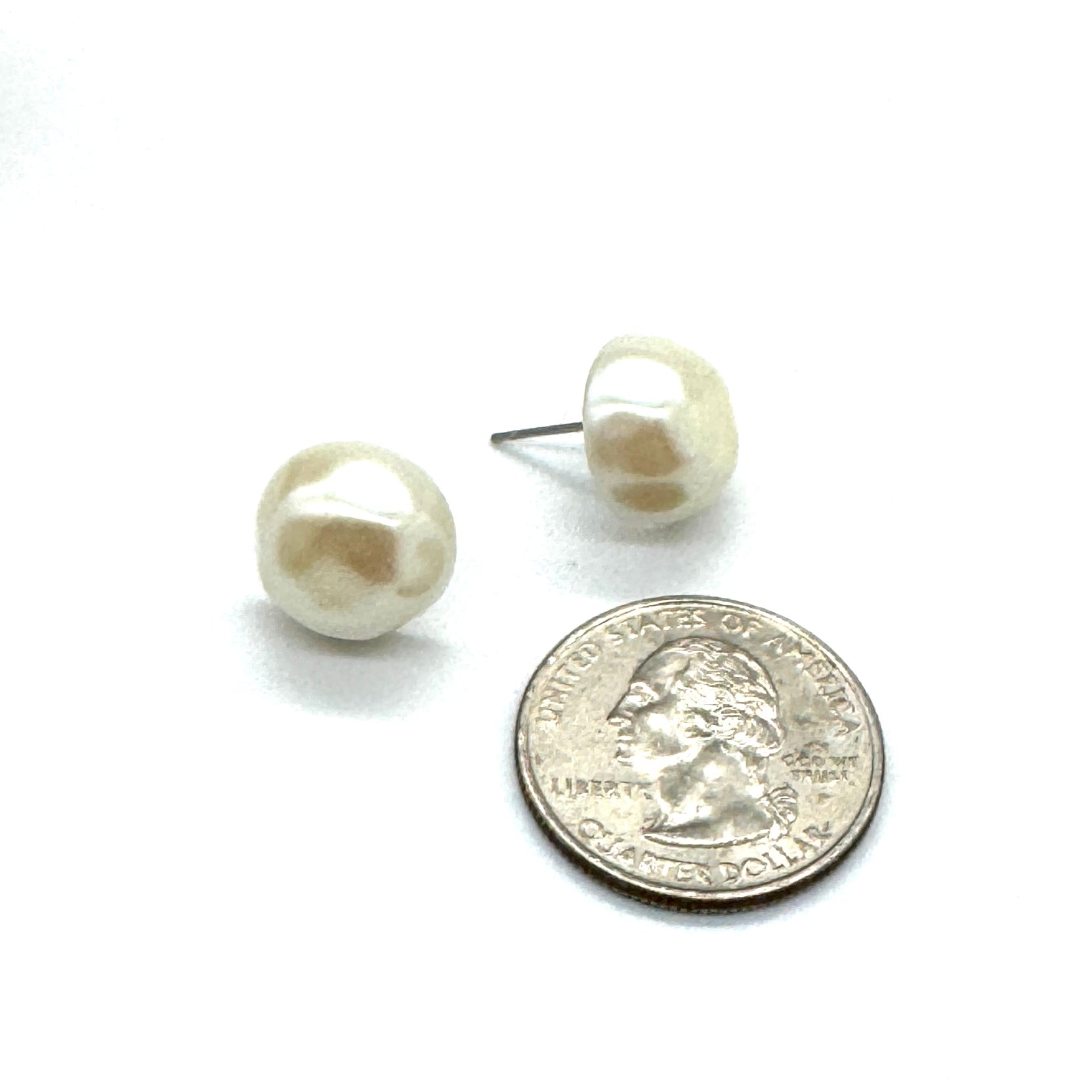 Flintstones Pearl Button Stud Earrings