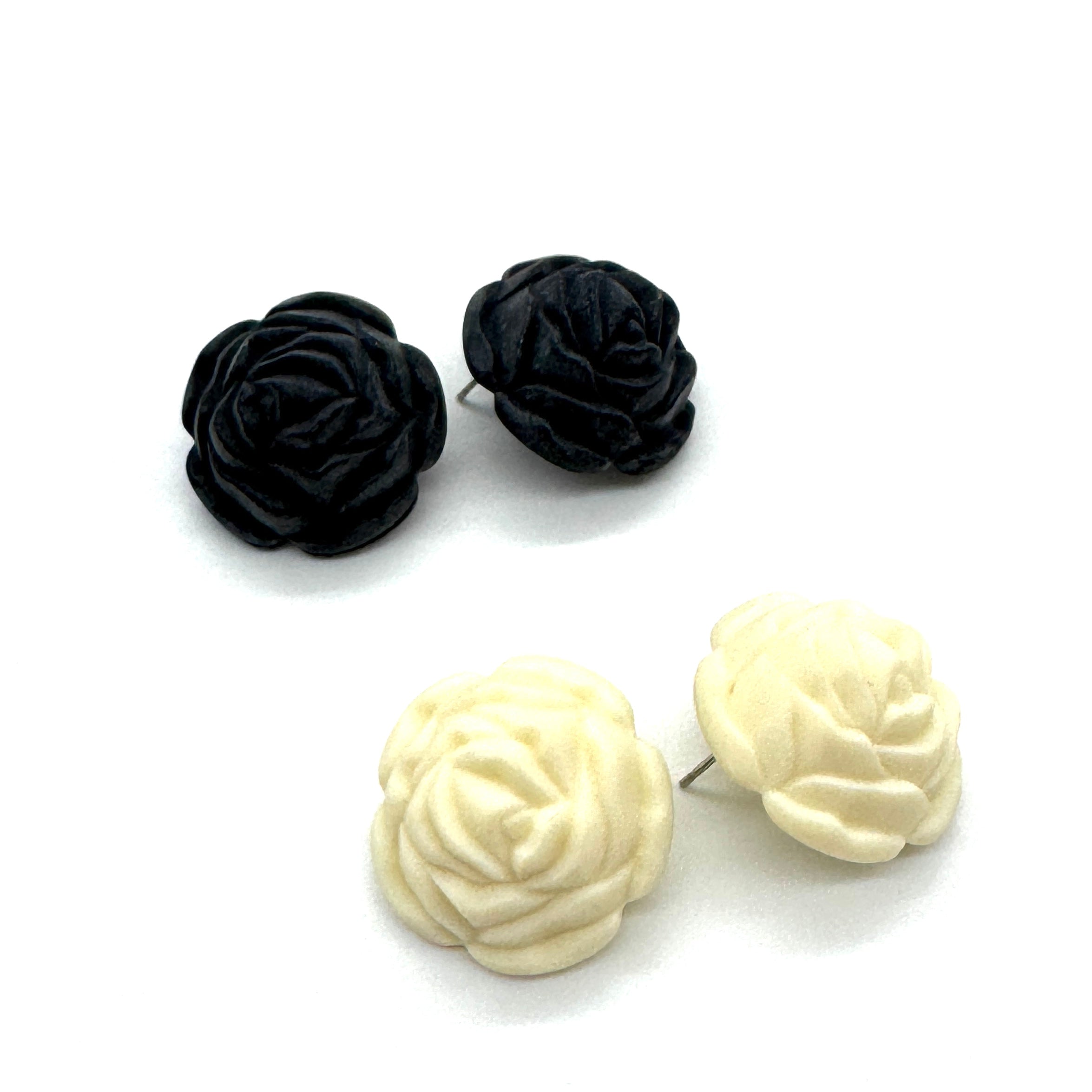 Pressed Rose Button Stud Earrings