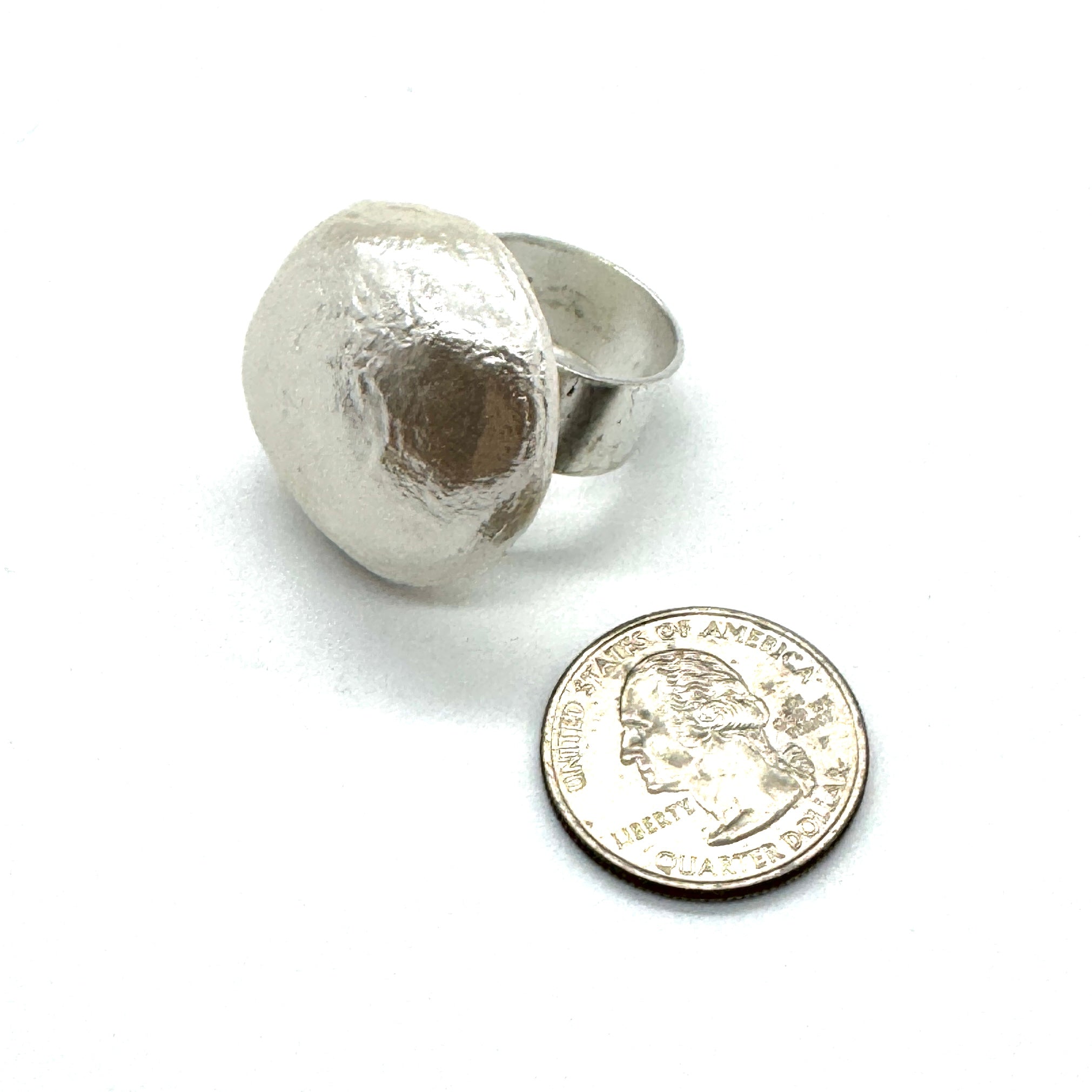 White Jumbo Organic Cotton Pearl Cocktail Ring