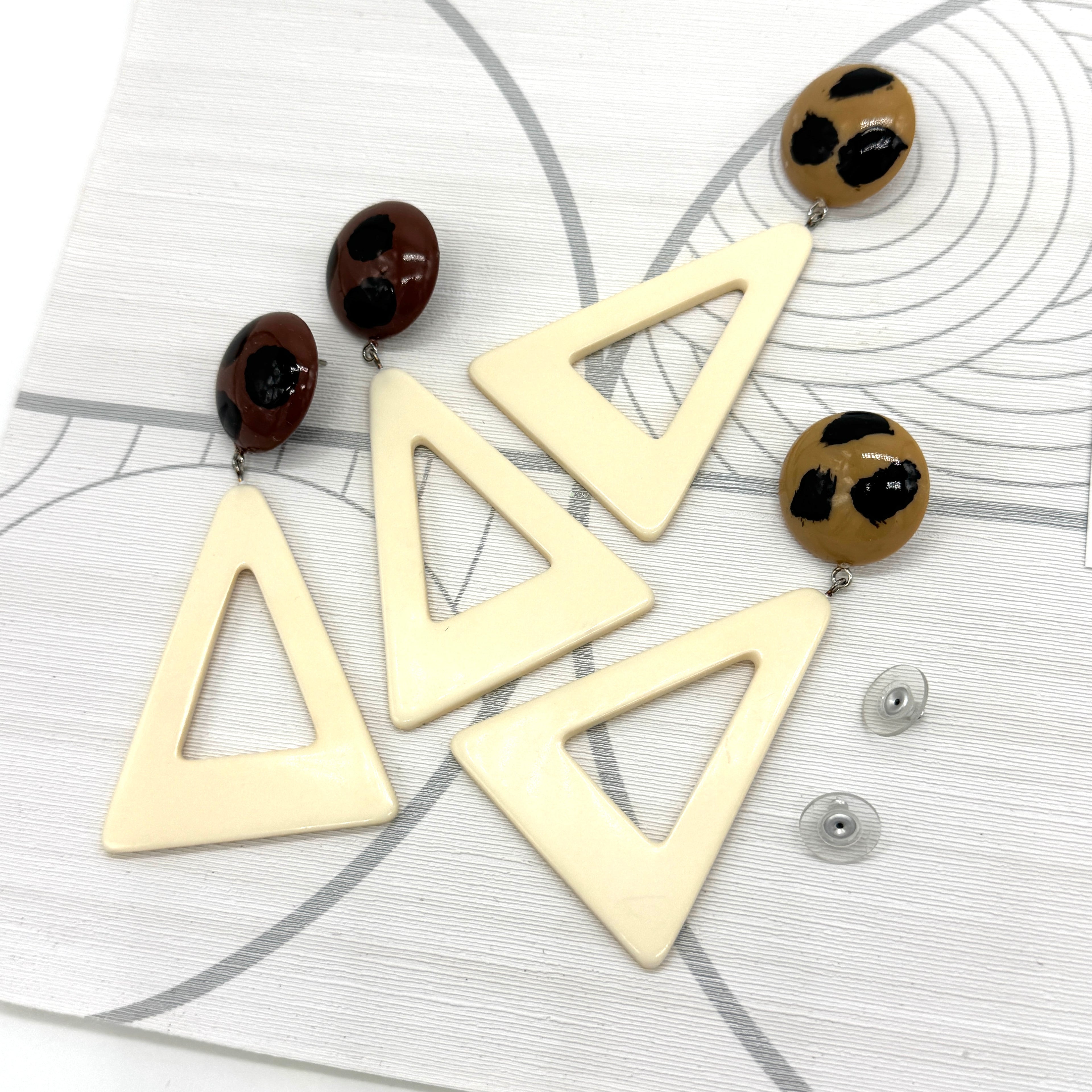 Wild Spotted Triangle Drop Earrings