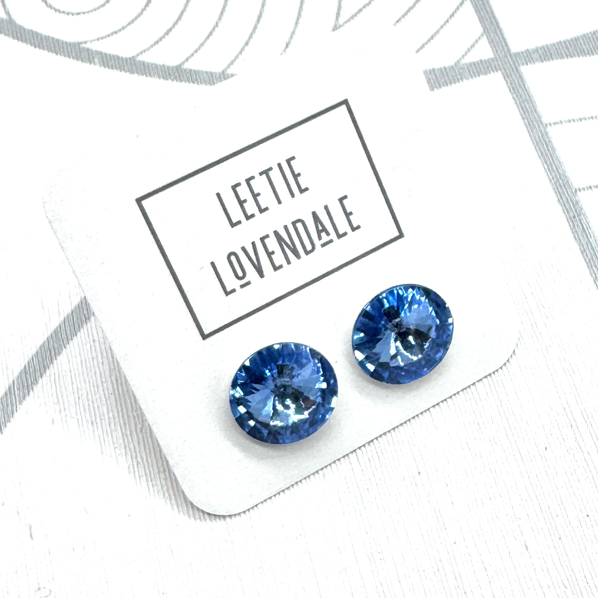 Light Blue Rivoli Shine On Stud Earrings - 14mm