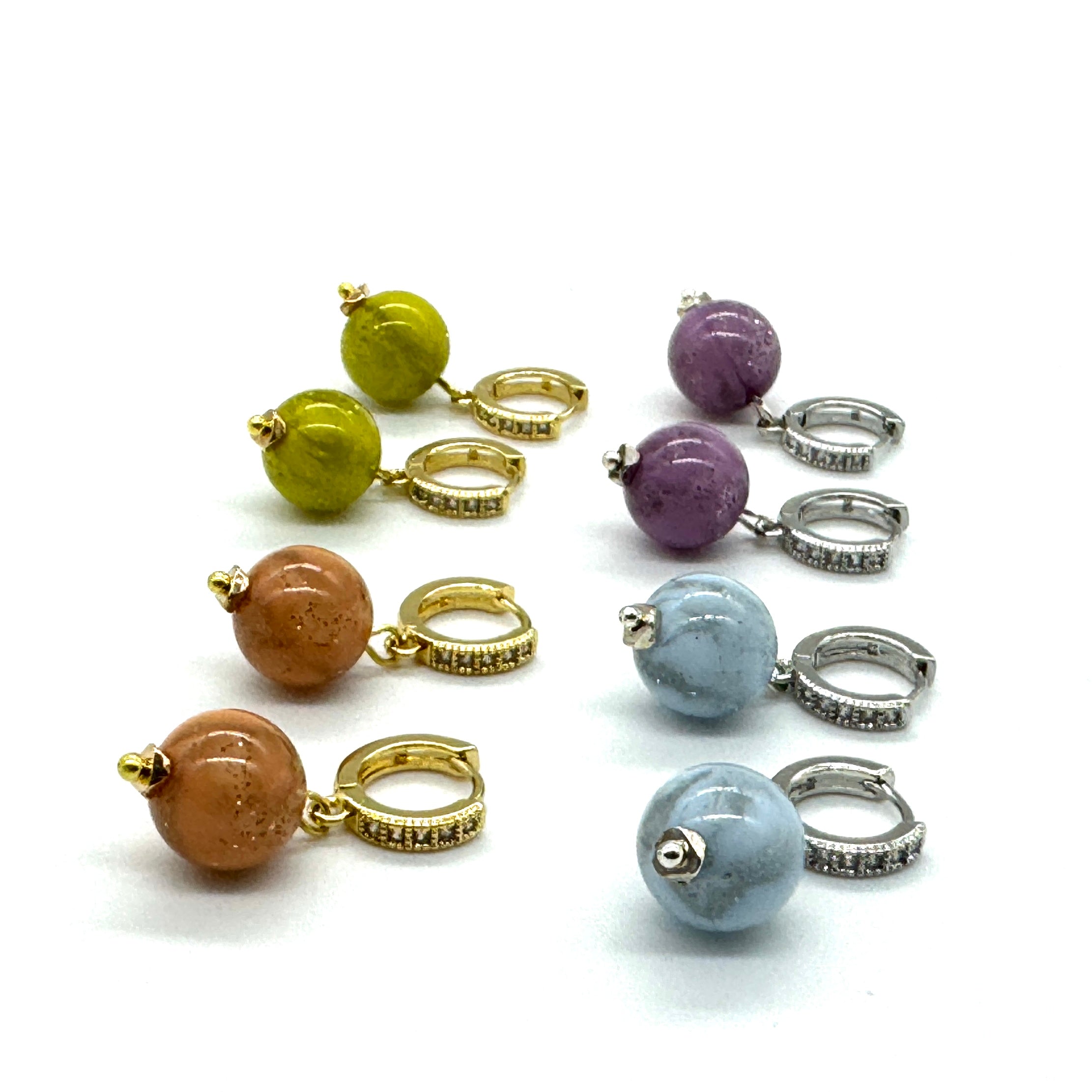 Misty Sparkle Hoop & Bead Earrings