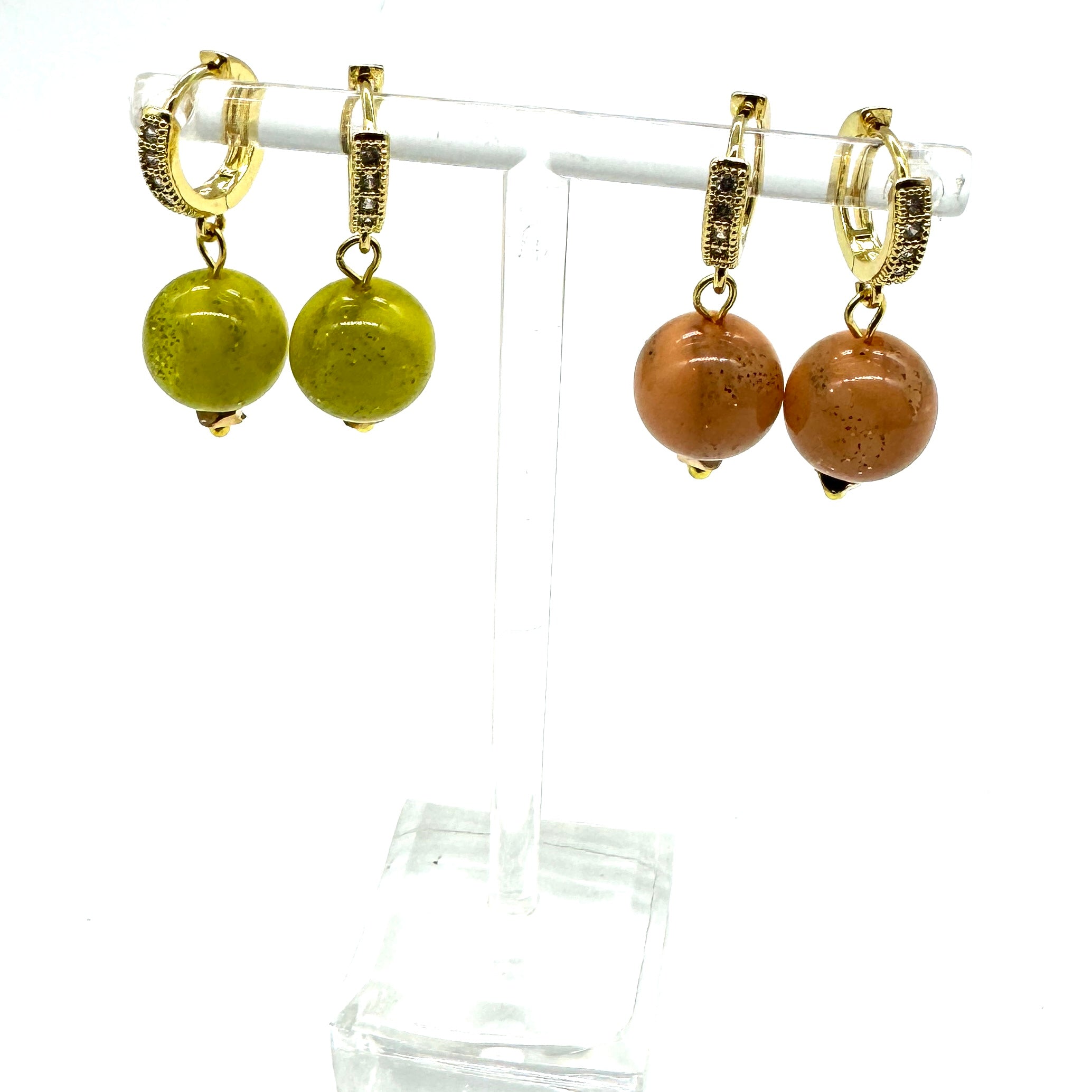 Misty Sparkle Hoop & Bead Earrings