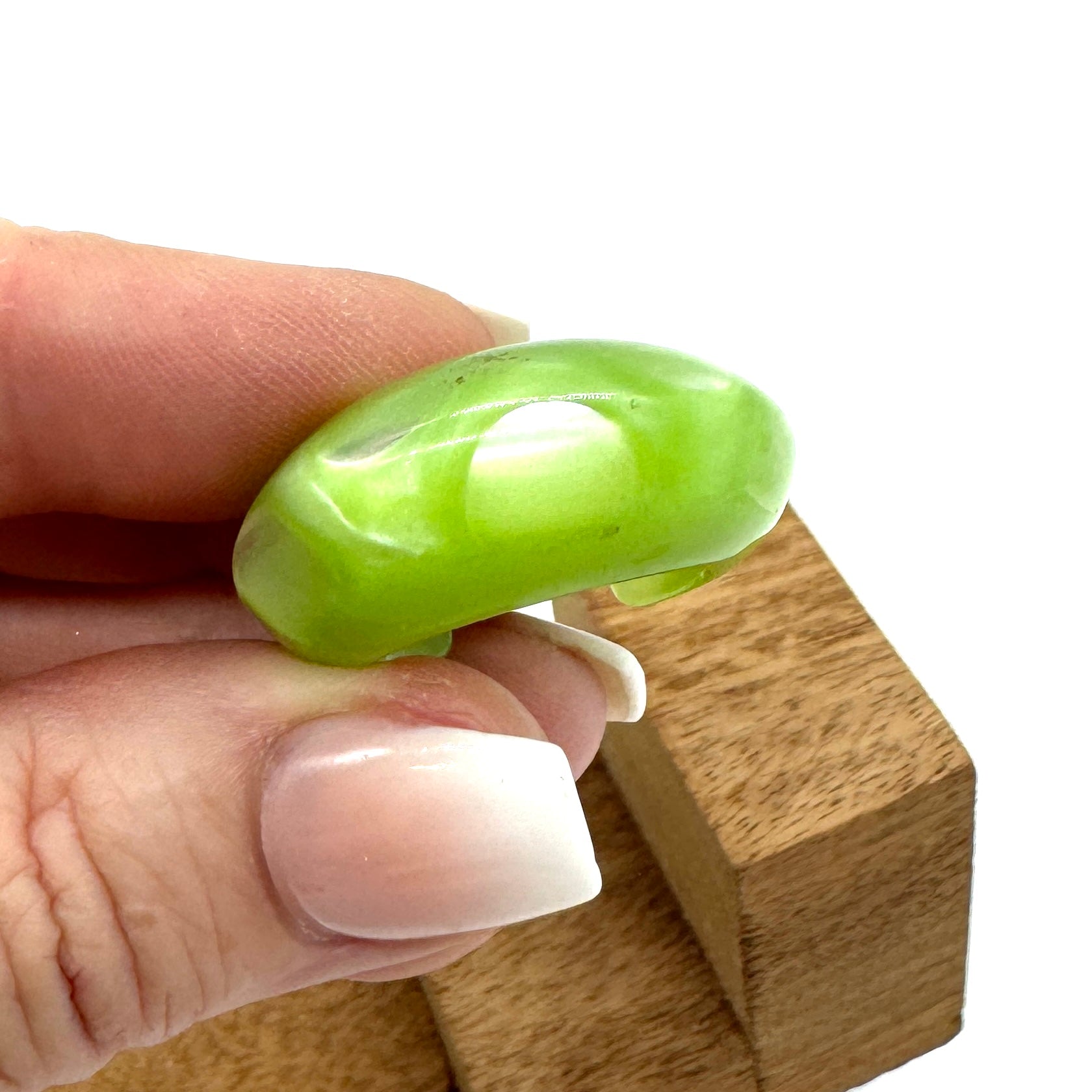 RARE Vintage Lime Green Polka Dot Glow C-Lucite Ring