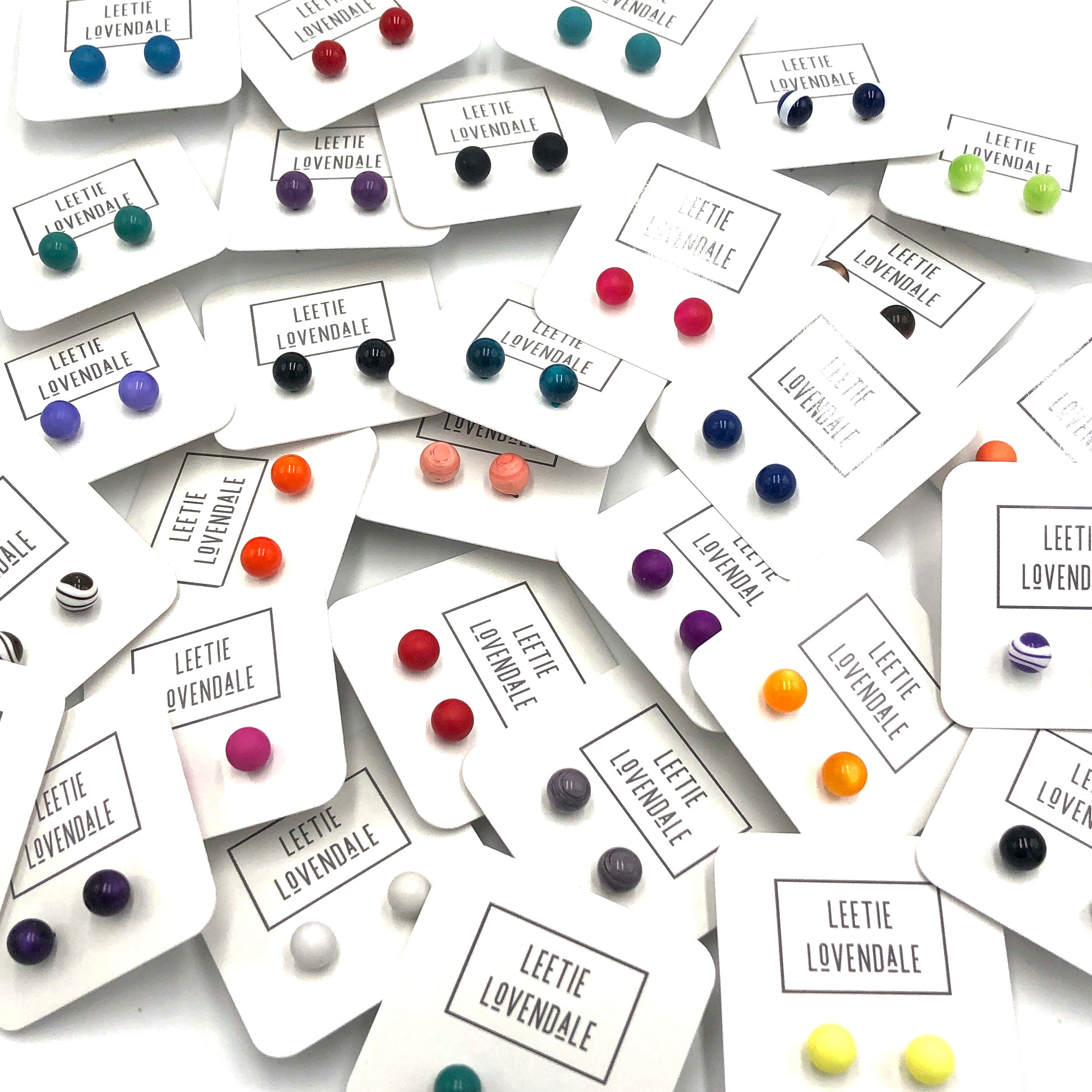 Ball Stud Earrings - 8mm Vintage Lucite Post Earrings - 200 pair