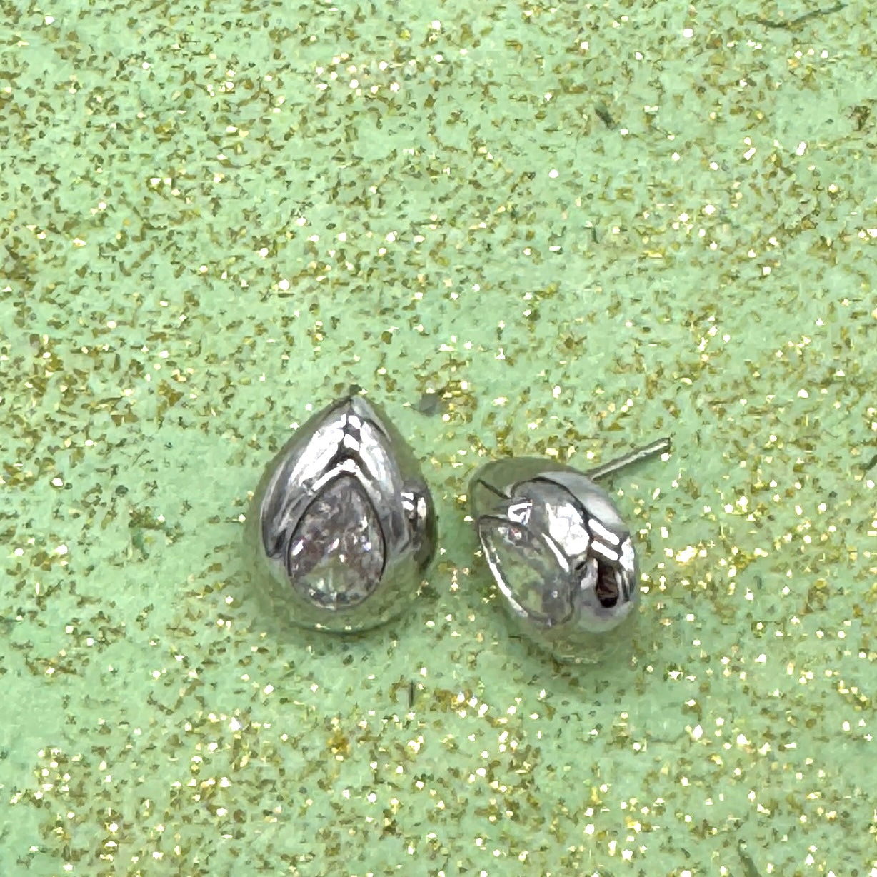 Crystal Spark Teardrop Stud Earrings